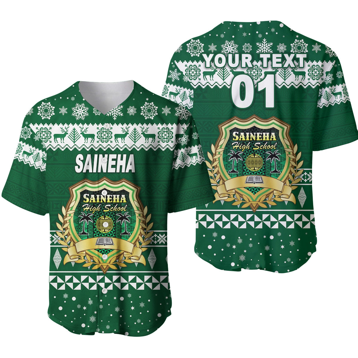 (Custom Personalised) Saineha High School Christmas Baseball Jersey Simple Style LT8 - Wonder Print Shop