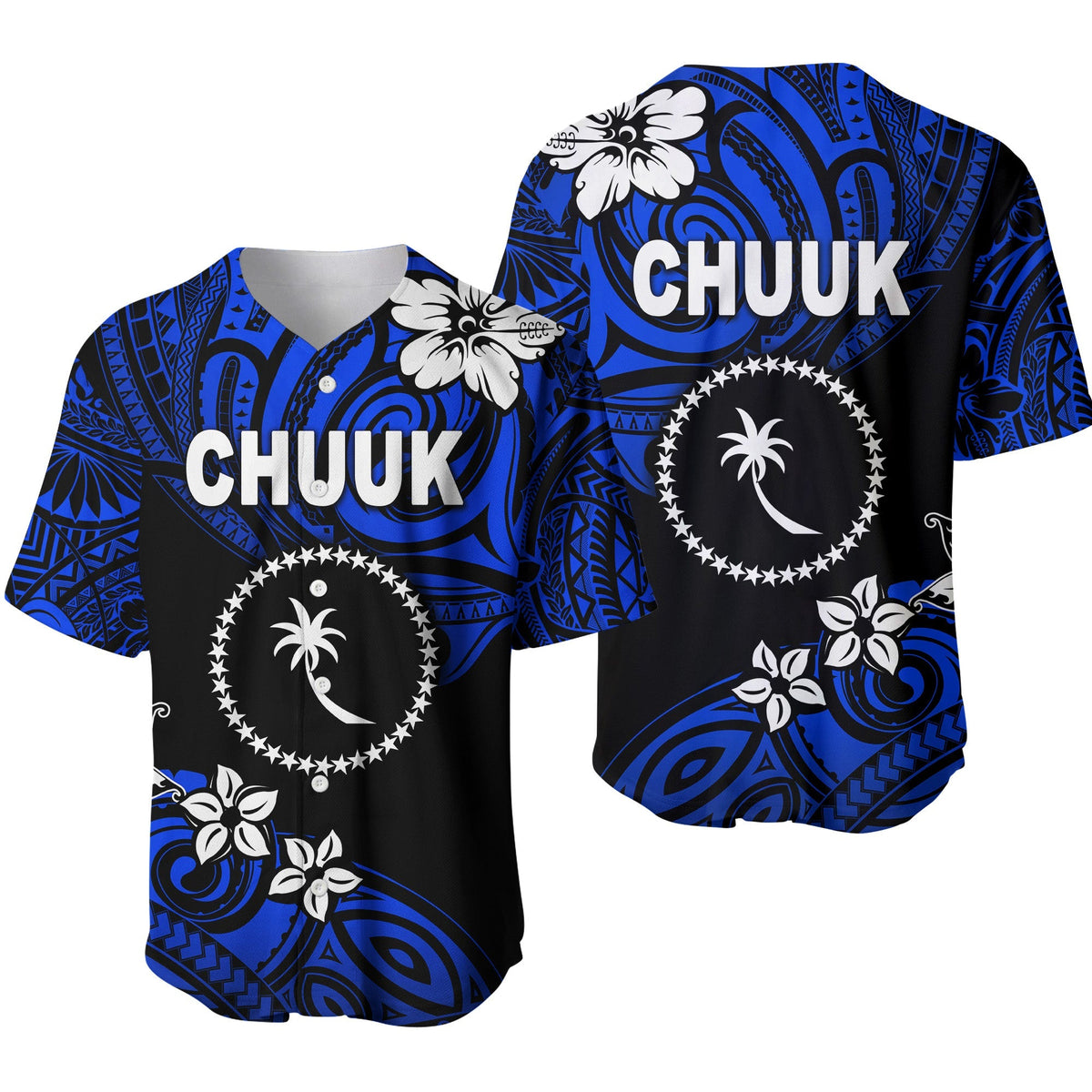 FSM Chuuk Baseball Jersey Unique Vibes - Blue LT8 - Wonder Print Shop