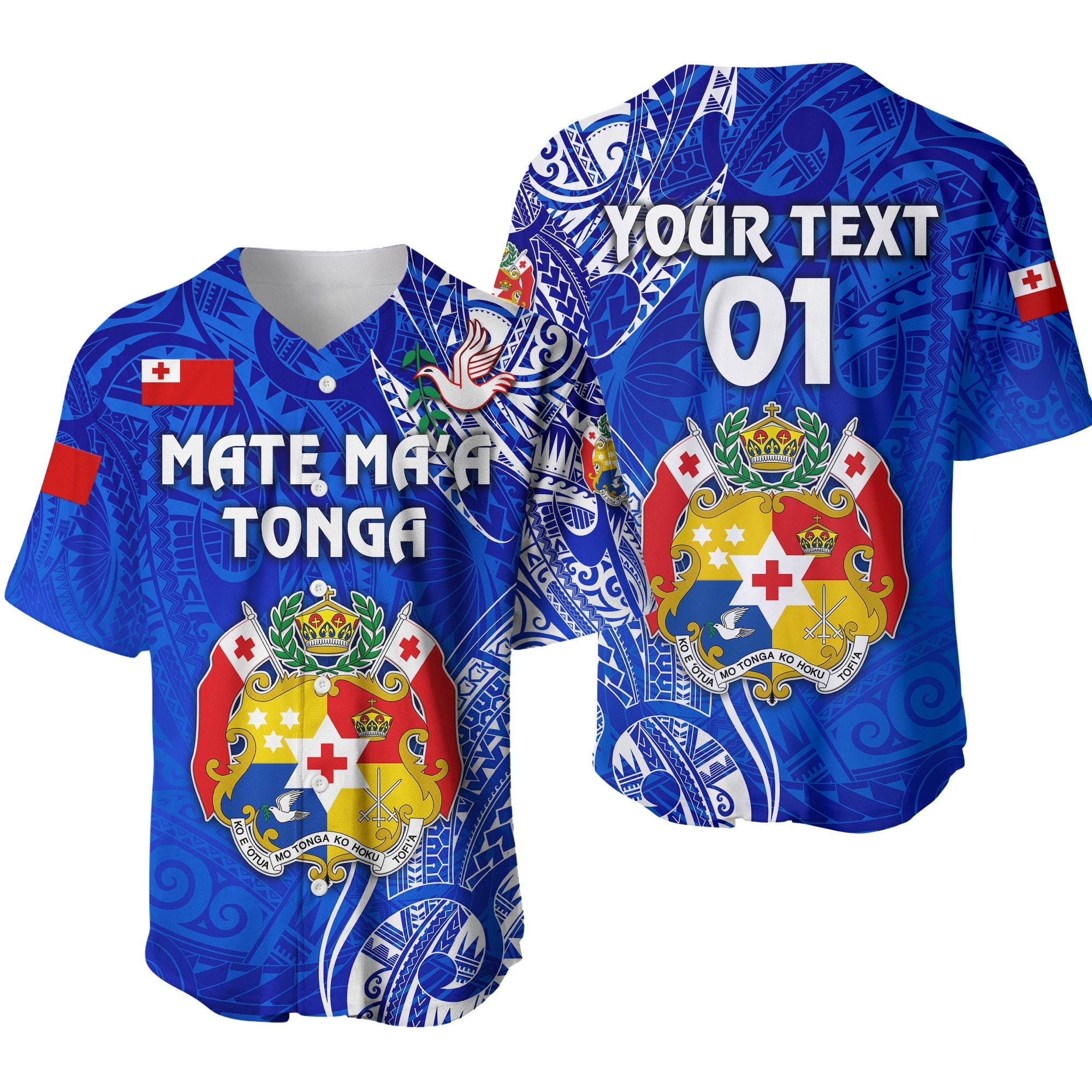 custom-personalised-tonga-coat-of-arms-baseball-jersey-simple-vibes-blue-custom-text-and-number