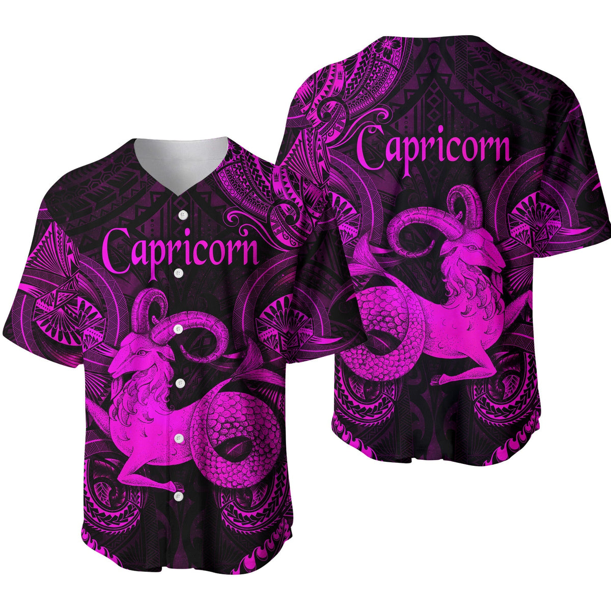 Capricorn Zodiac Polynesian Baseball Jersey Unique Style - Pink LT8 - Wonder Print Shop