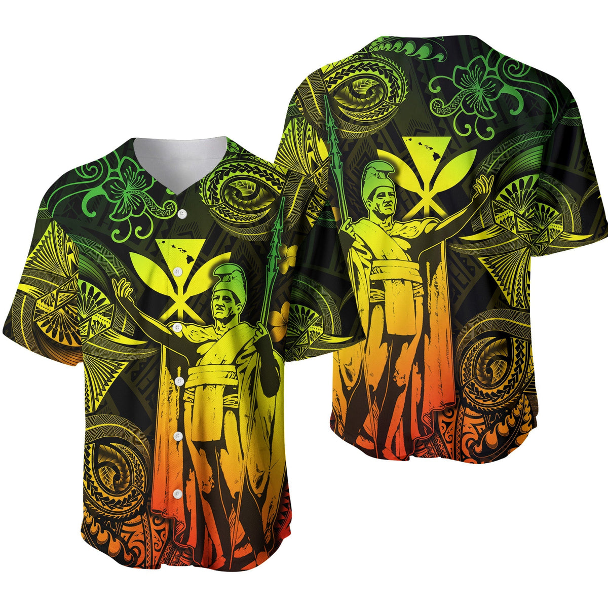 Hawaii King Kamehameha Map Polynesian Baseball Jersey Kanaka Maoli Unique Style - Reggae LT8 - Wonder Print Shop