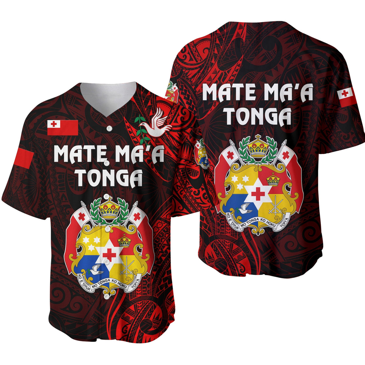 Tonga Coat Of Arms Baseball Jersey Simple Vibes Red LT8 - Wonder Print Shop