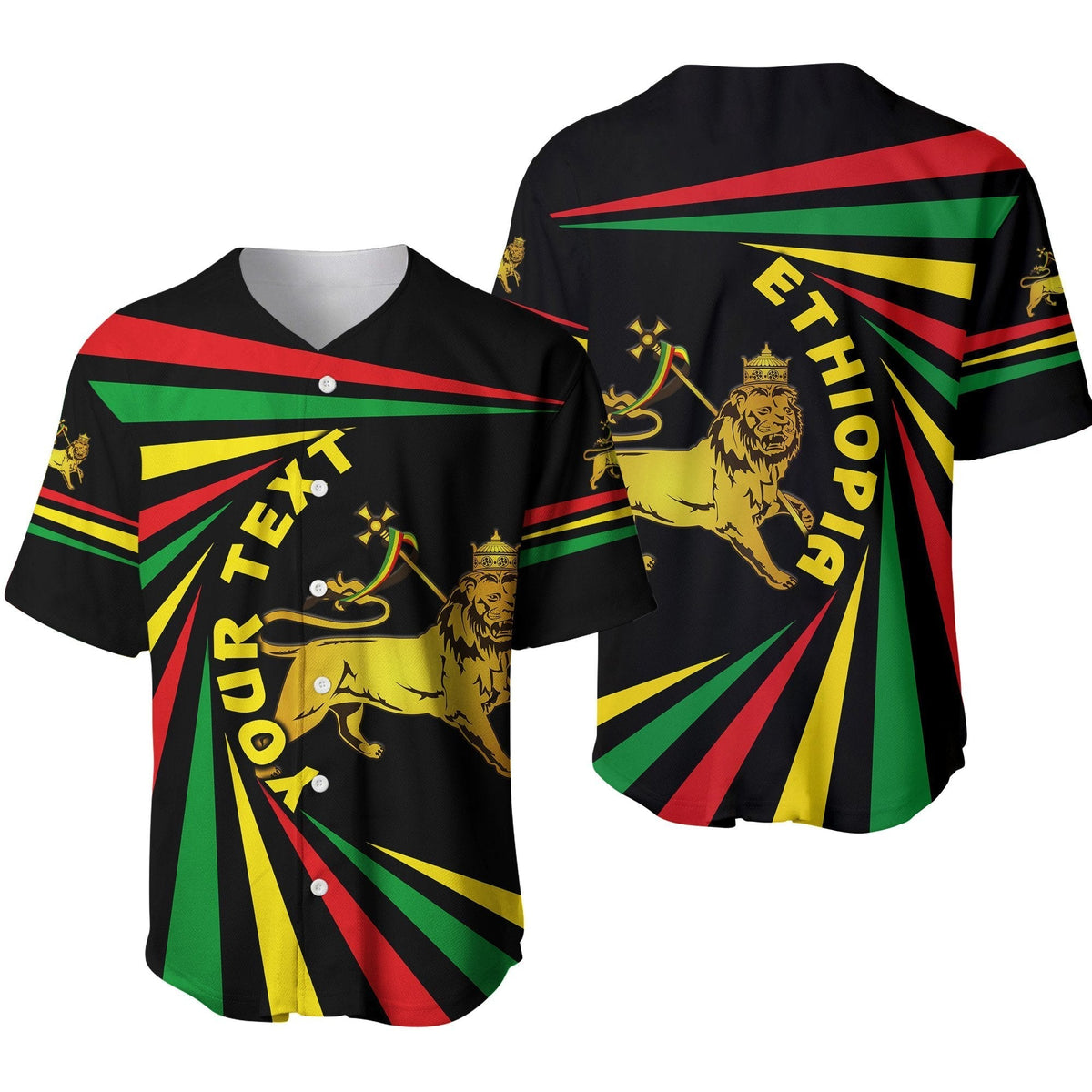 (Custom Personalised) Ethiopia Lion Of Judah Baseball Jersey Creative Style LT8 - Wonder Print Shop