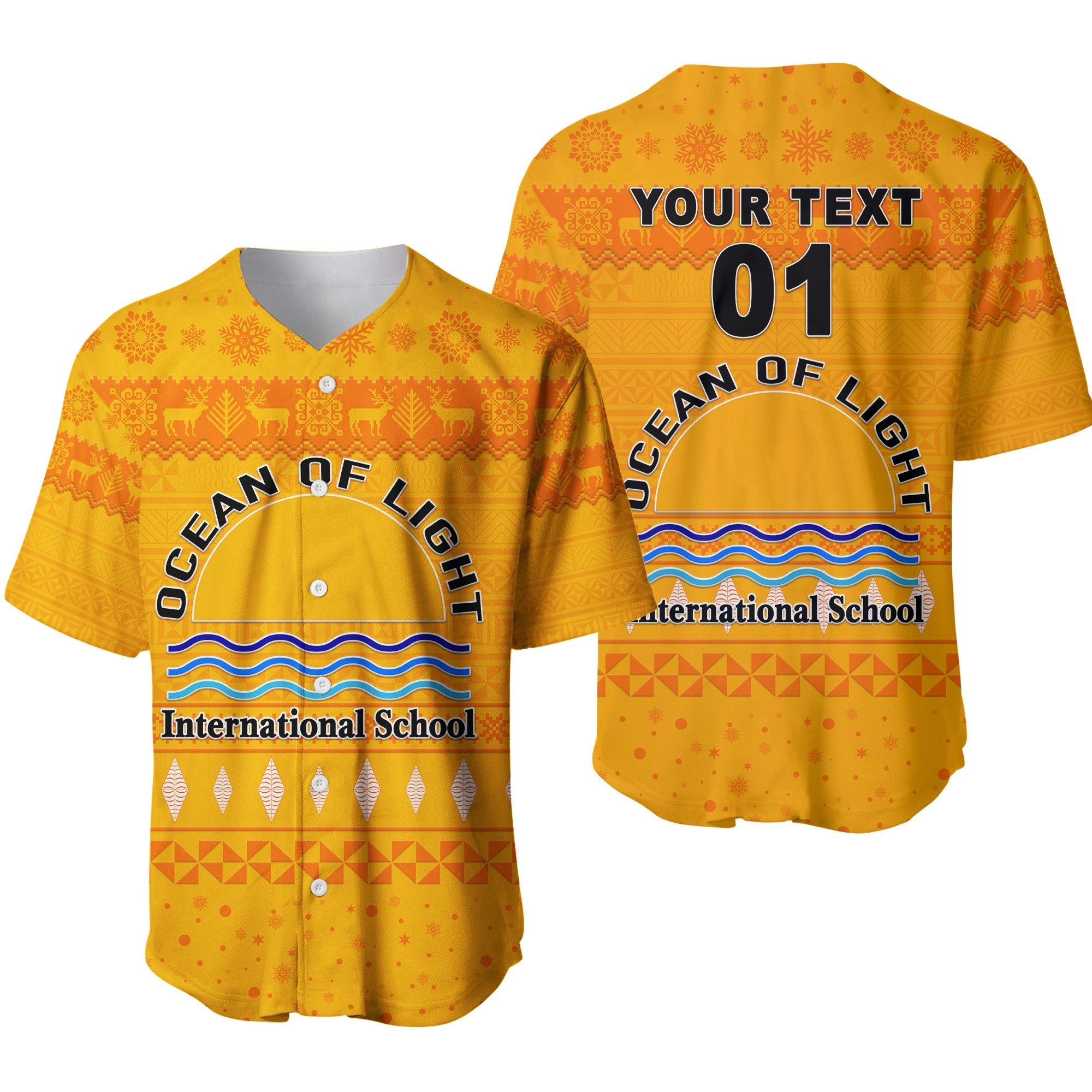 (Custom Personalised) Ocean of Light International School Christmas Baseball Jersey Simple Style LT8 - Wonder Print Shop