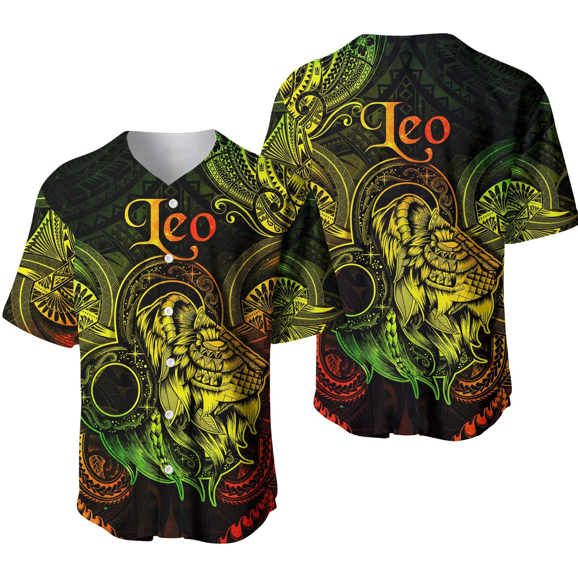 Leo Zodiac Polynesian Baseball Jersey Unique Style - Reggae LT8 - Wonder Print Shop