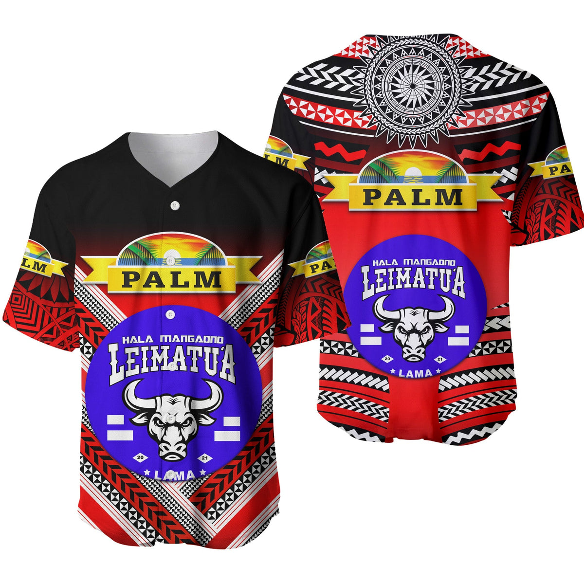 Mate Ma'a Tonga Baseball Jersey Leimatu'a Bulls Creative Style Red NO.1 LT8 - Wonder Print Shop