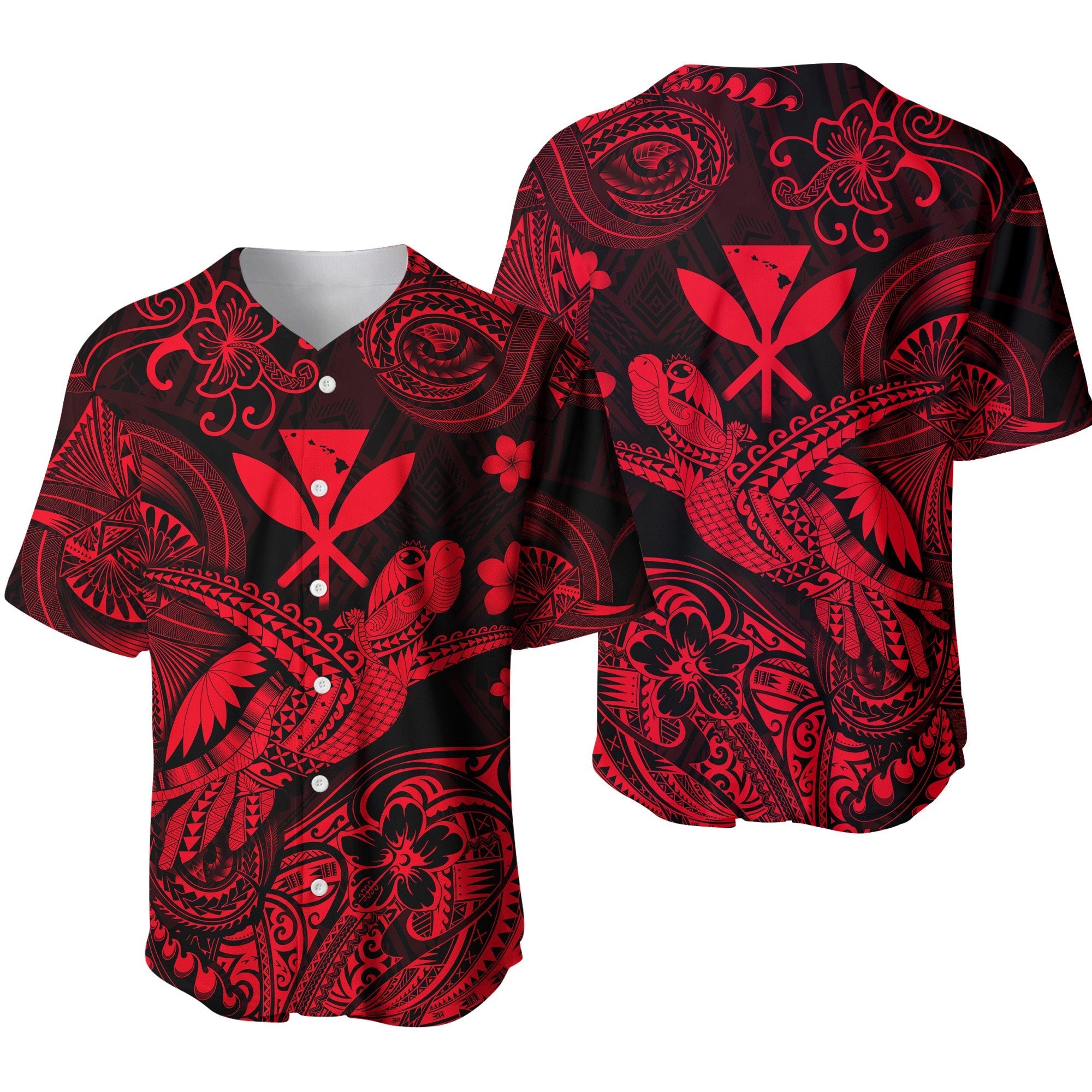 Hawaii Turtle Map Polynesian Baseball Jersey Kanaka Maoli Unique Style - Red LT8 - Wonder Print Shop