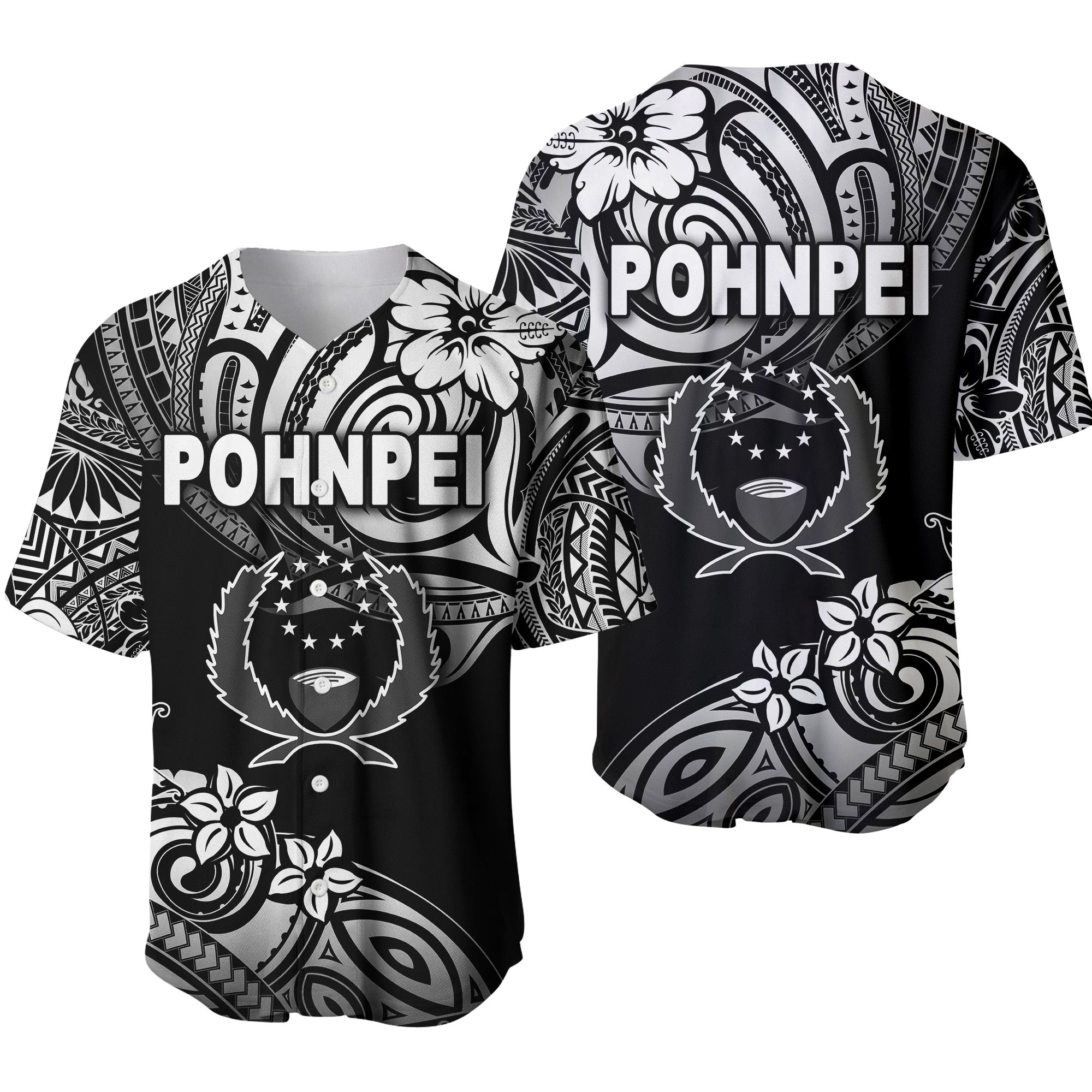 FSM Pohnpei Baseball Jersey Unique Vibes - Black LT8 - Wonder Print Shop