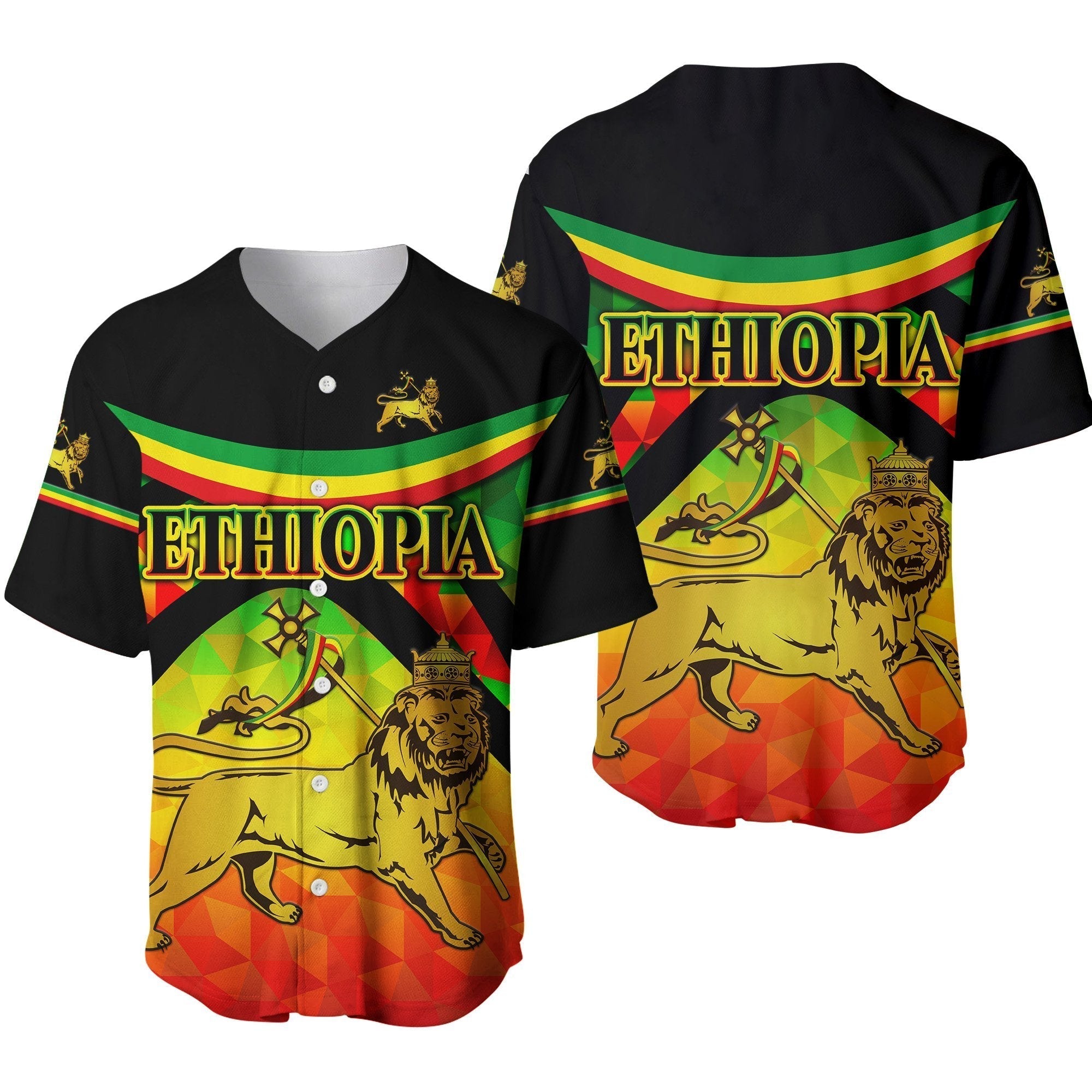 Ethiopia Lion Of Judah Baseball Jersey Vibes Version LT8 - Wonder Print Shop