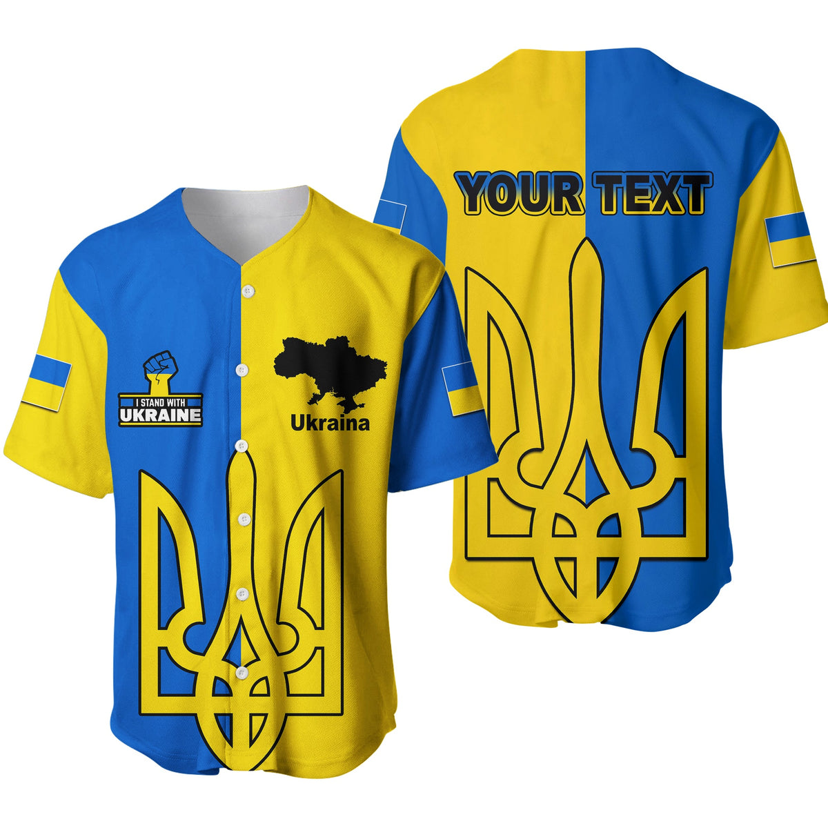 (Custom Personalised) Ukraine Baseball Jersey Stand With Ukraine Flag Style LT6 - Wonder Print Shop