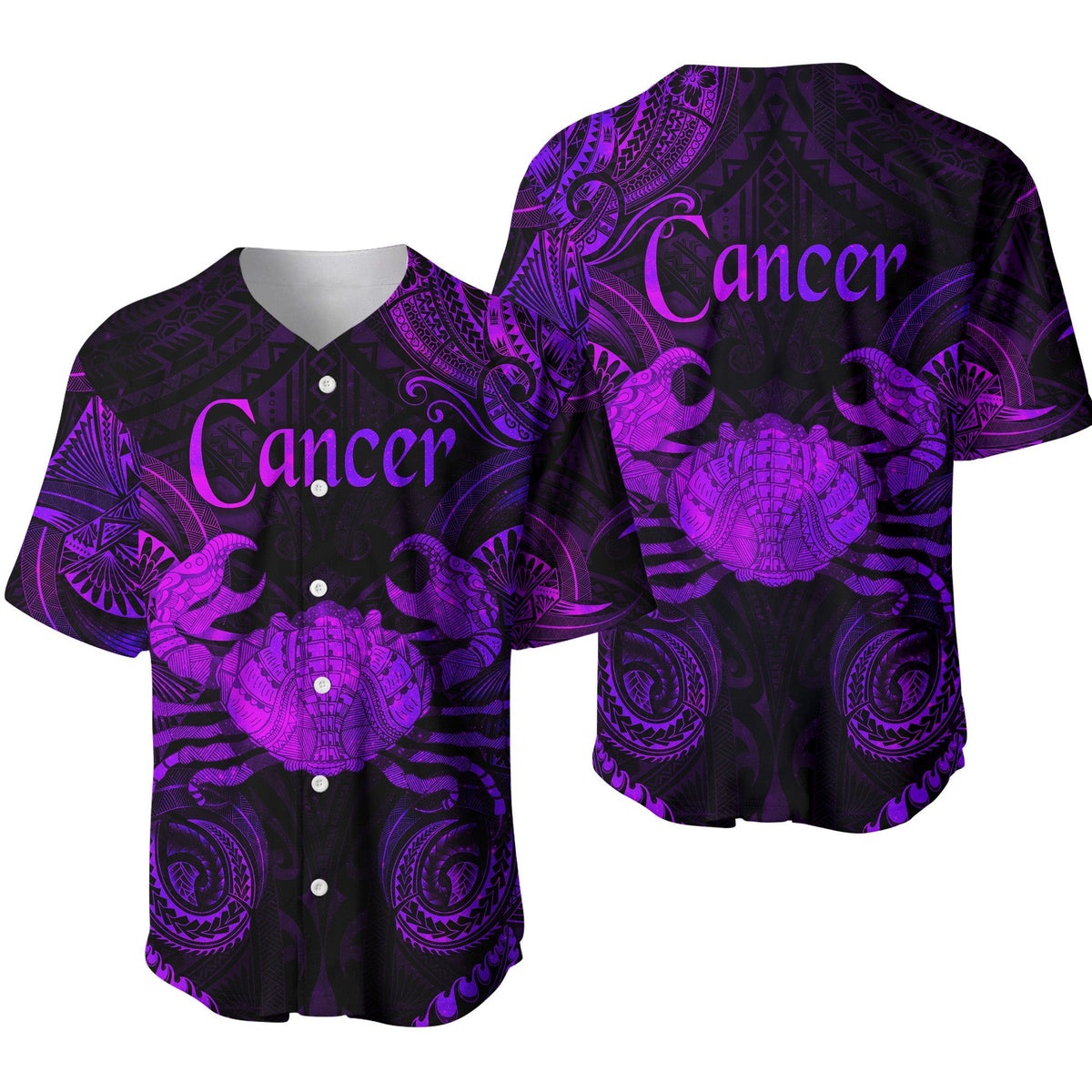 Cancer Zodiac Polynesian Baseball Jersey Unique Style - Purple LT8 - Wonder Print Shop