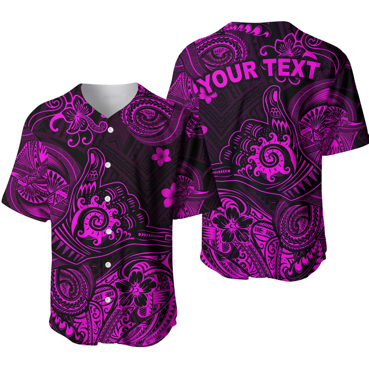 (Custom Personalised) Hawaii Shaka Polynesian Baseball Jersey Unique Style - Pink LT8 - Wonder Print Shop