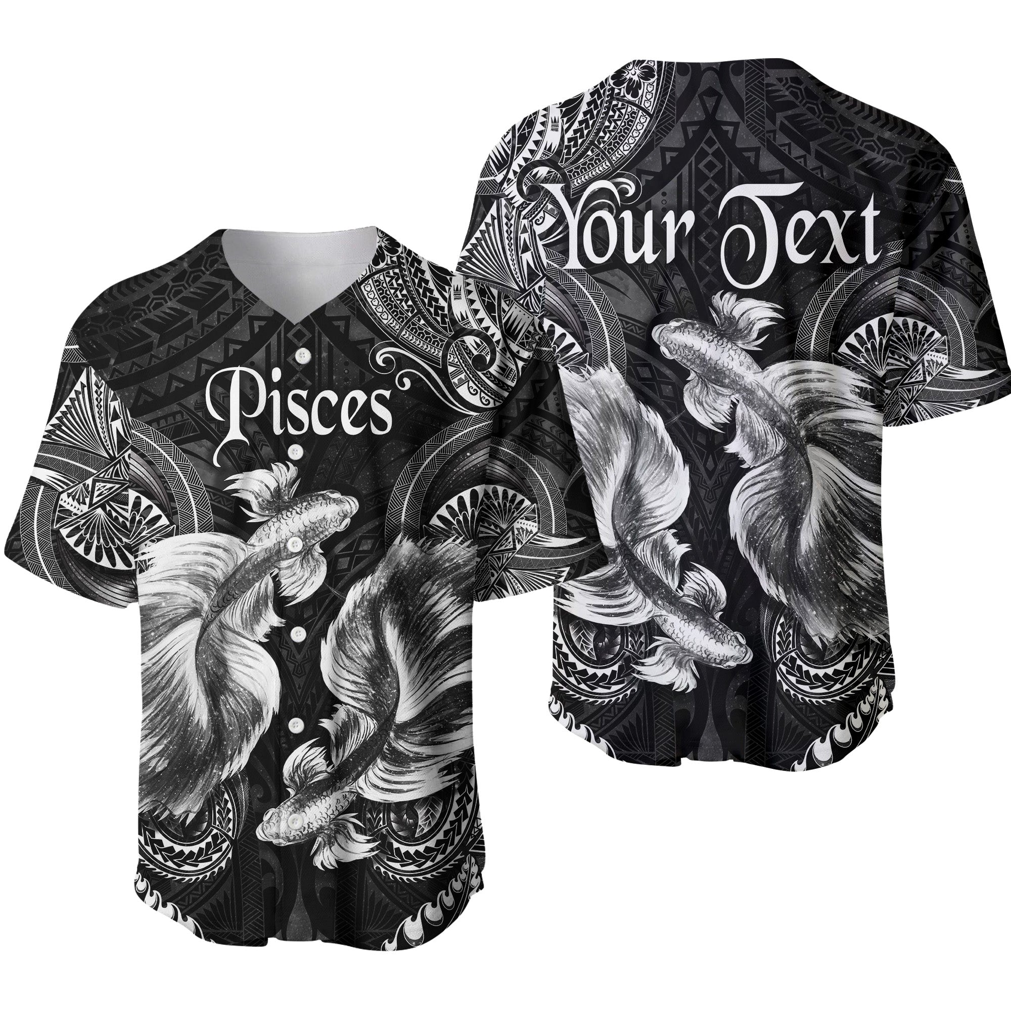 custom-personalised-pisces-zodiac-polynesian-baseball-jersey-unique-style-black