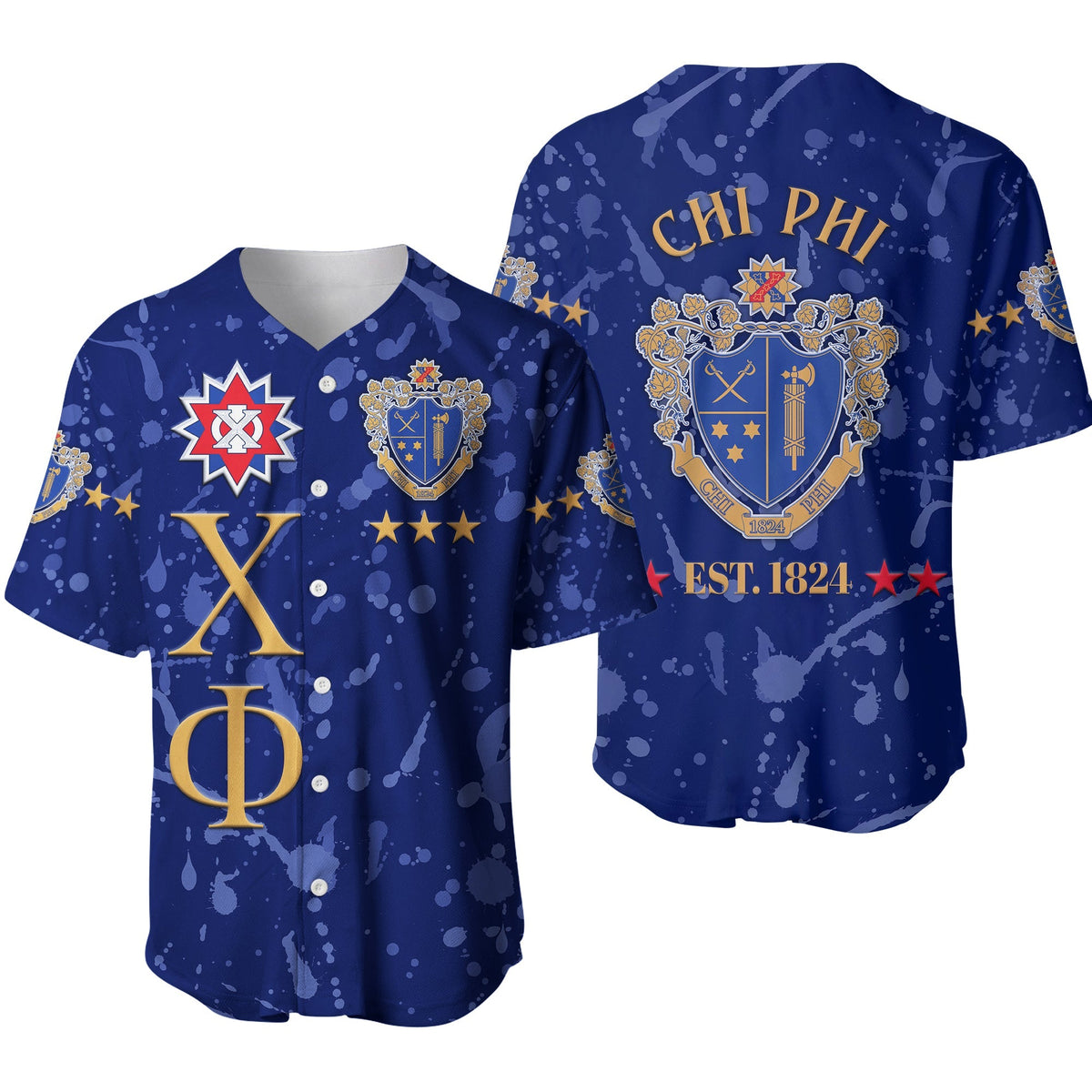 Chi Phi Baseball Jersey Simple Style Blue LT8 - Wonder Print Shop