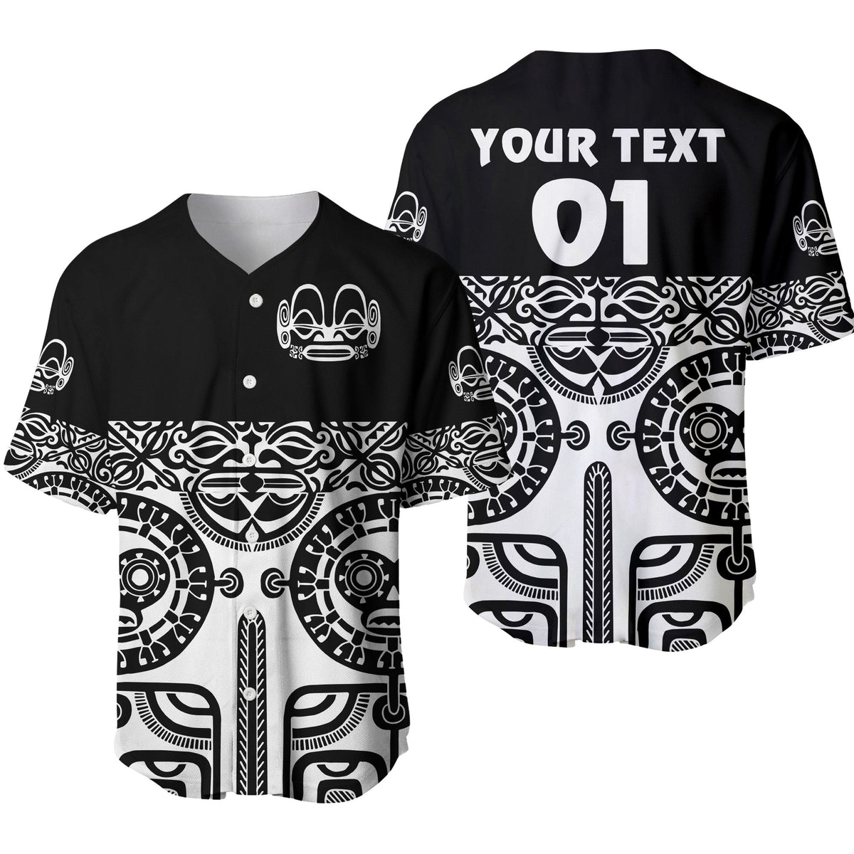 (Custom Personalised) Marquesas Islands Baseball Jersey Marquesan Tattoo Special Style - Black LT8 - Wonder Print Shop