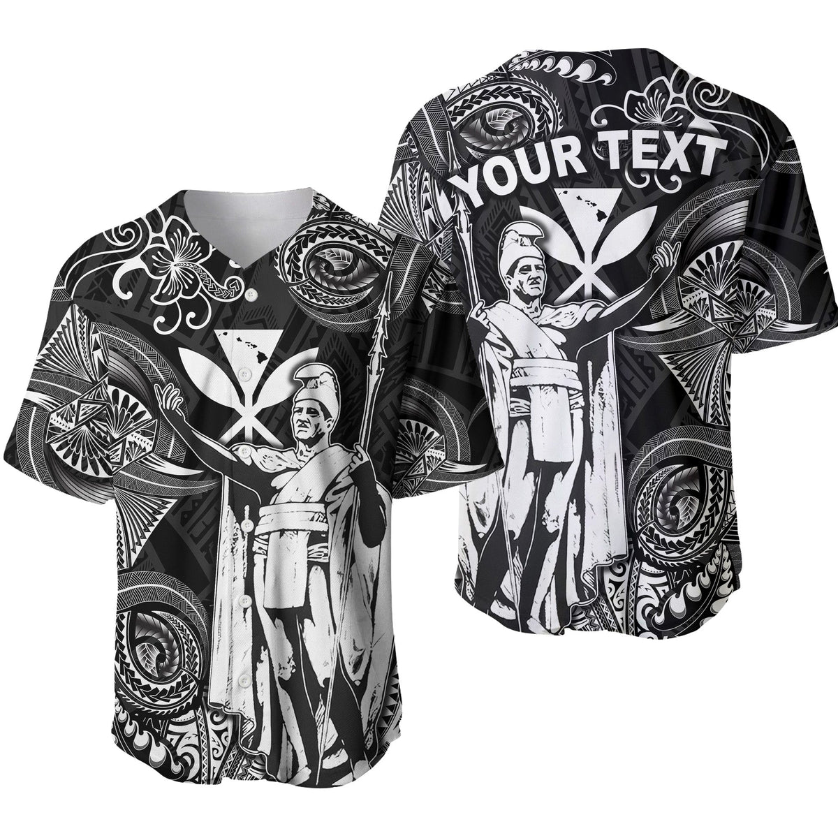 (Custom Personalised) Hawaii King Kamehameha Map Polynesian Baseball Jersey Kanaka Maoli Unique Style - Black LT8 - Wonder Print Shop