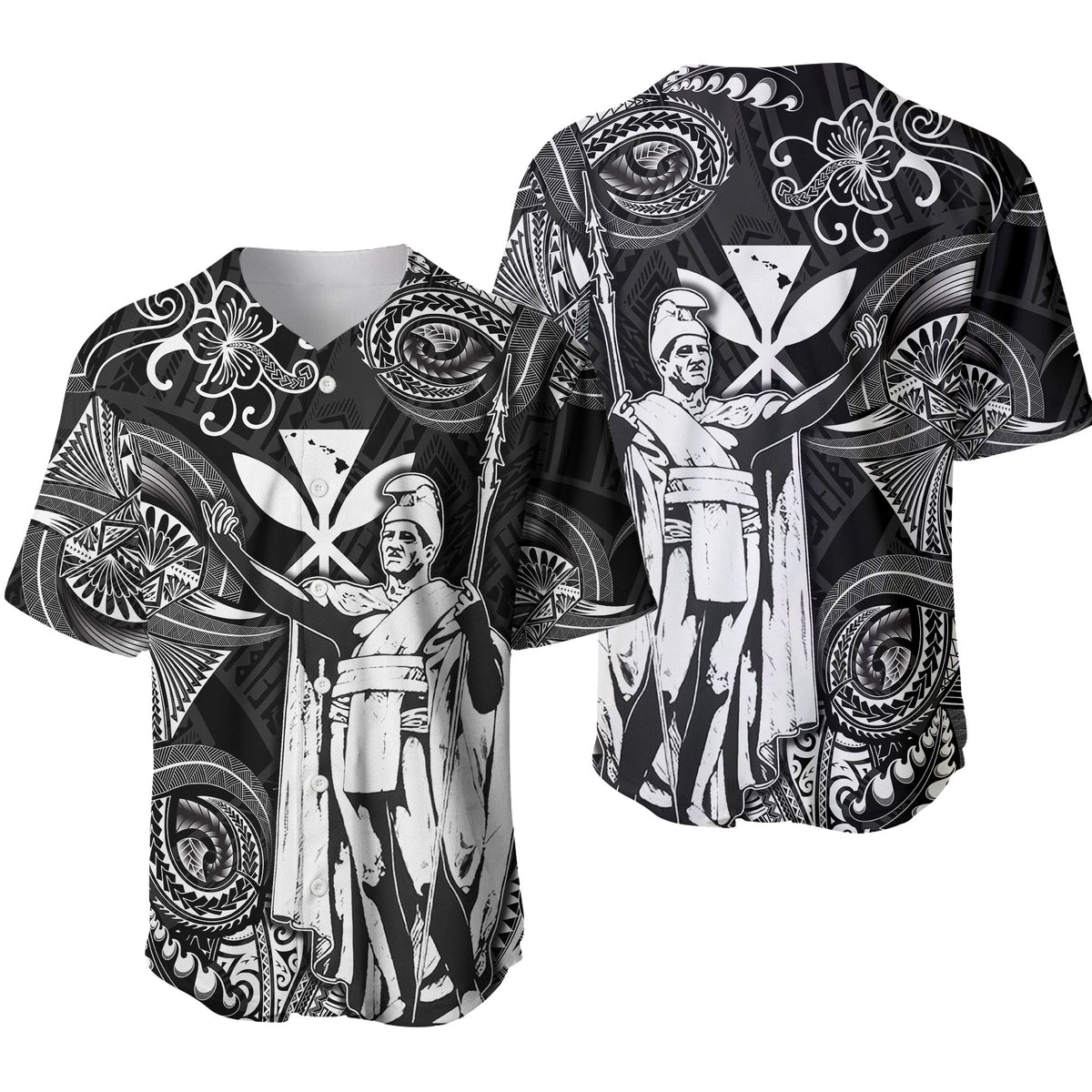 Hawaii King Kamehameha Map Polynesian Baseball Jersey Kanaka Maoli Unique Style - Black LT8 - Wonder Print Shop