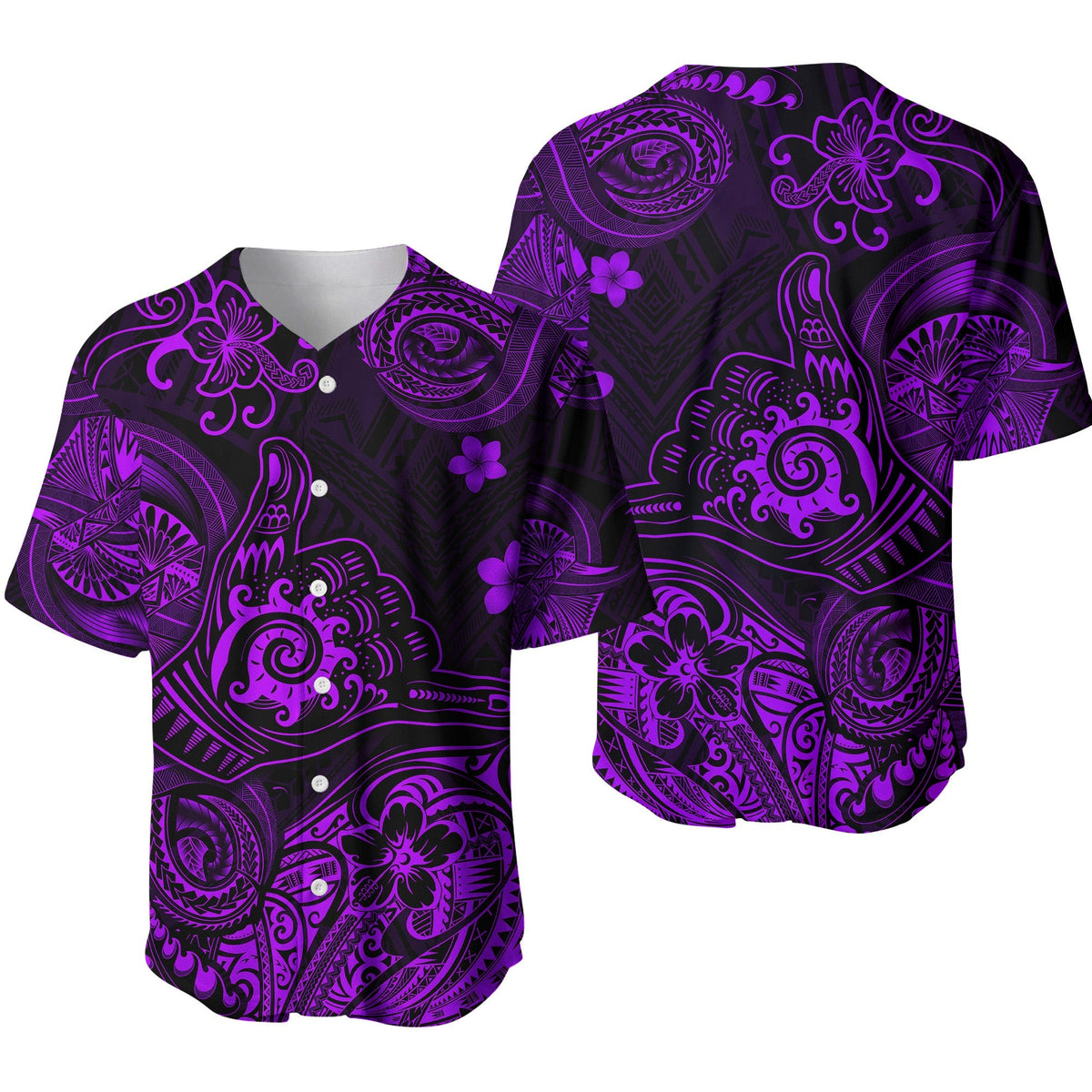 Hawaii Shaka Polynesian Baseball Jersey Unique Style - Purple LT8 - Wonder Print Shop
