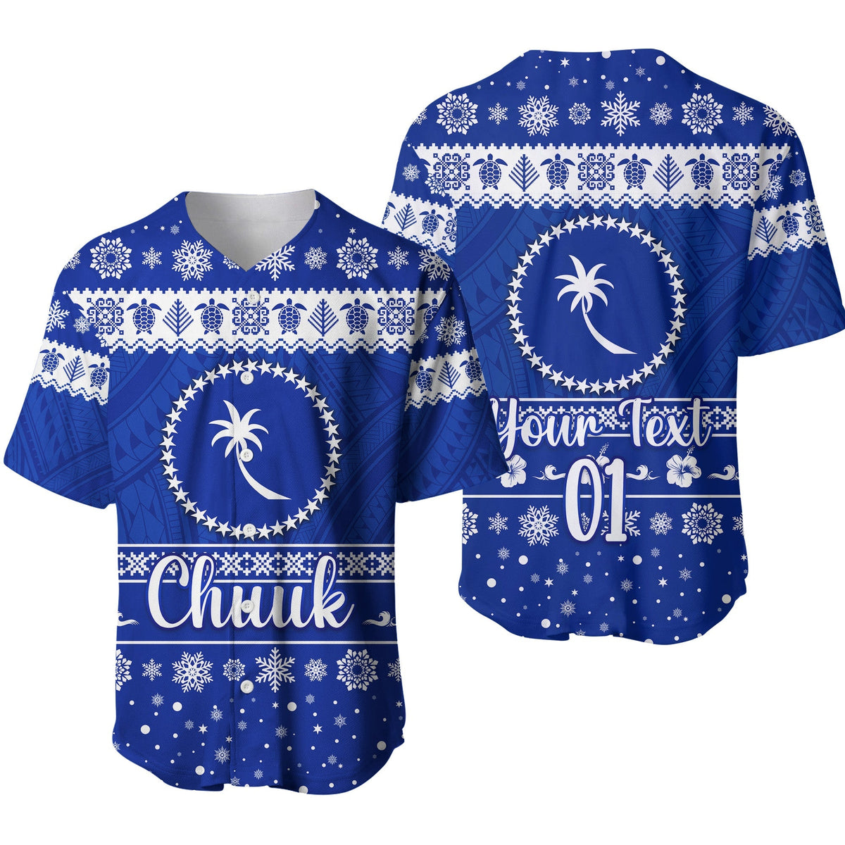 (Custom Personalised) FSM Chuuk Christmas Baseball Jersey Simple Style LT8 - Wonder Print Shop