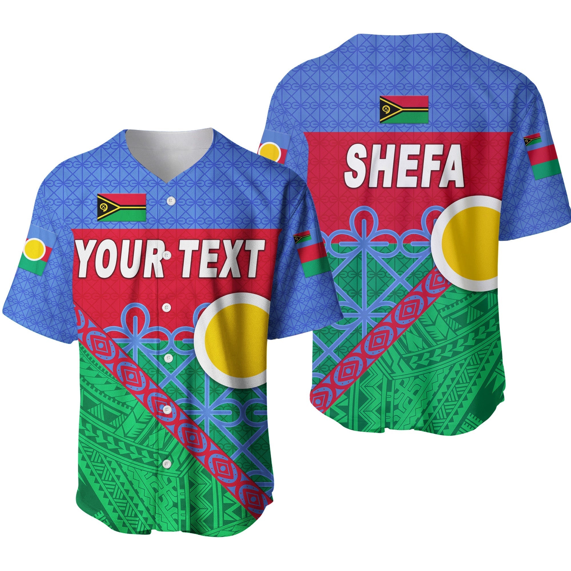 (Custom Personalised) Shefa Province Baseball Jersey Vanuatu Pattern Unique Style LT8 - Wonder Print Shop