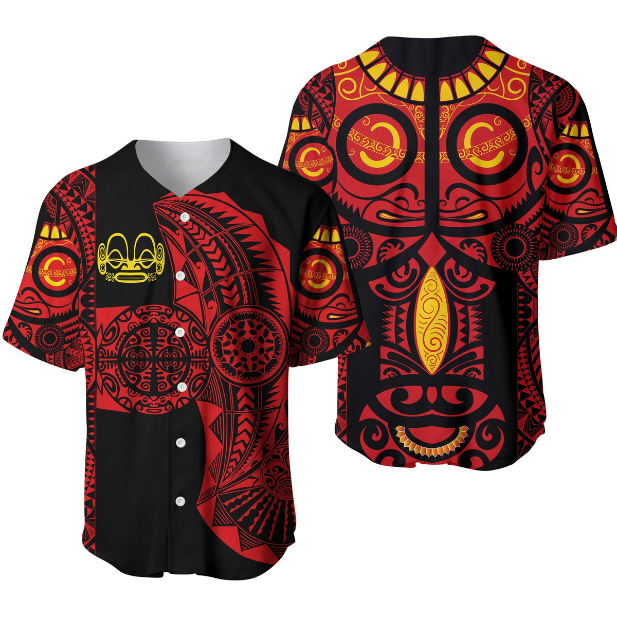 Marquesas Islands Baseball Jersey Marquesan Tattoo Original Style - Red LT8 - Wonder Print Shop