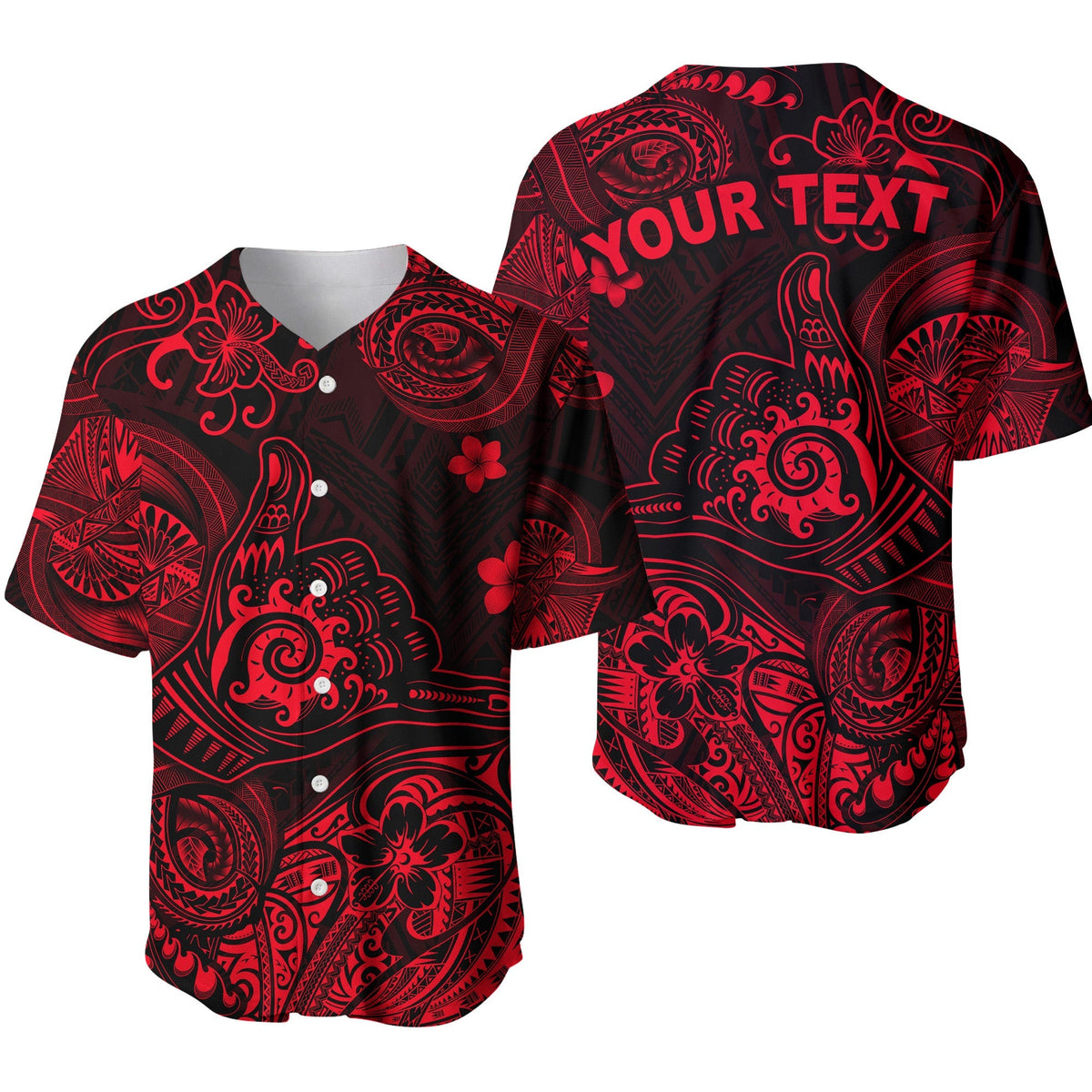 (Custom Personalised) Hawaii Shaka Polynesian Baseball Jersey Unique Style - Red LT8 - Wonder Print Shop