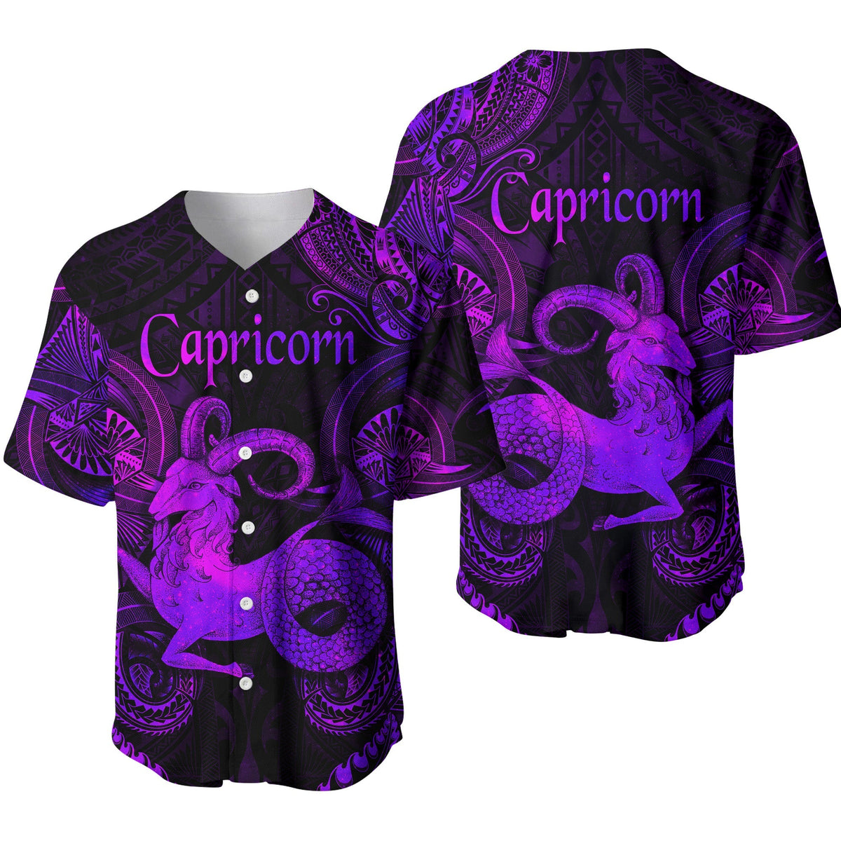 Capricorn Zodiac Polynesian Baseball Jersey Unique Style - Purple LT8 - Wonder Print Shop