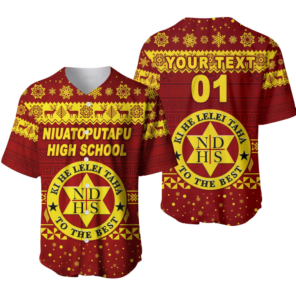 (Custom Personalised) Niuatoputapu High School Christmas Baseball Jersey Simple Style LT8 - Wonder Print Shop
