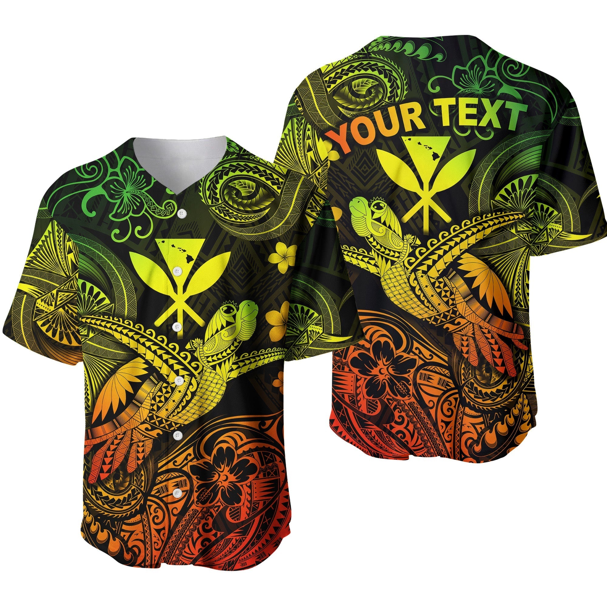 (Custom Personalised) Hawaii Turtle Map Polynesian Baseball Jersey Kanaka Maoli Unique Style - Reggae LT8 - Wonder Print Shop