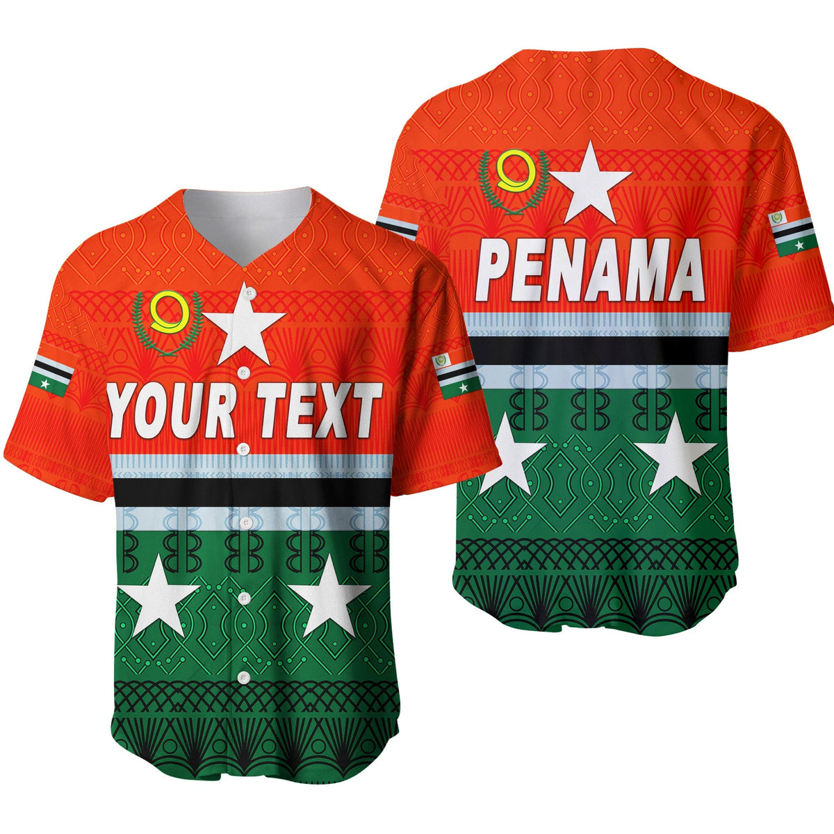 (Custom Personalised) Penama Province Baseball Jersey Vanuatu Pattern Traditional Style LT8 - Wonder Print Shop