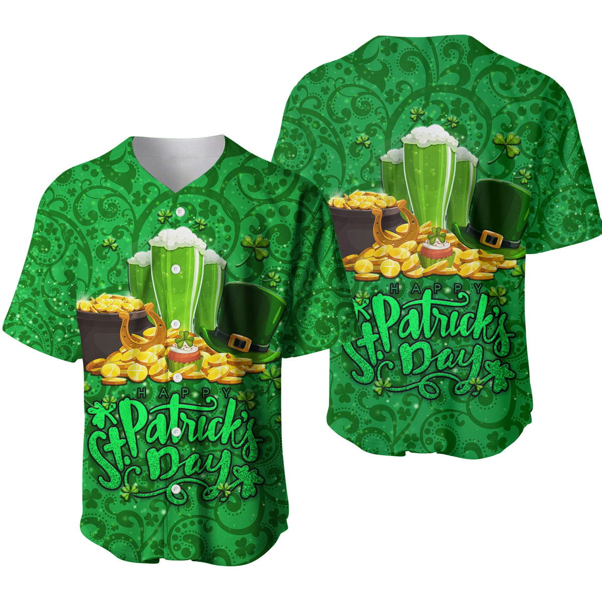 Ireland Happy Saint Patrick's Day Baseball Jersey With Shamrock LT8 - Wonder Print Shop