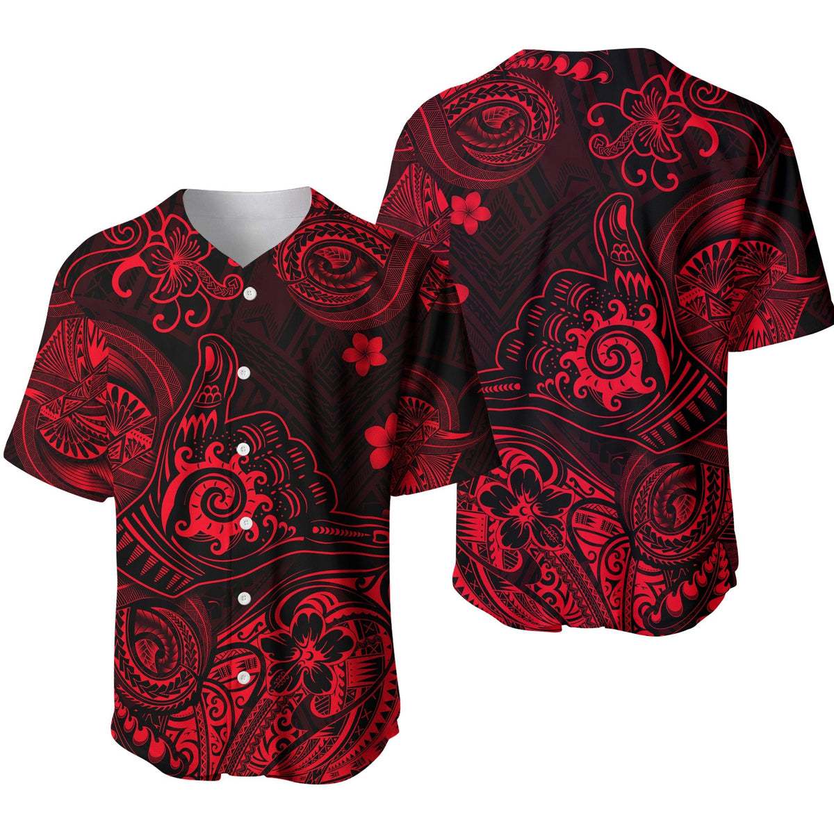 Hawaii Shaka Polynesian Baseball Jersey Unique Style - Red LT8 - Wonder Print Shop