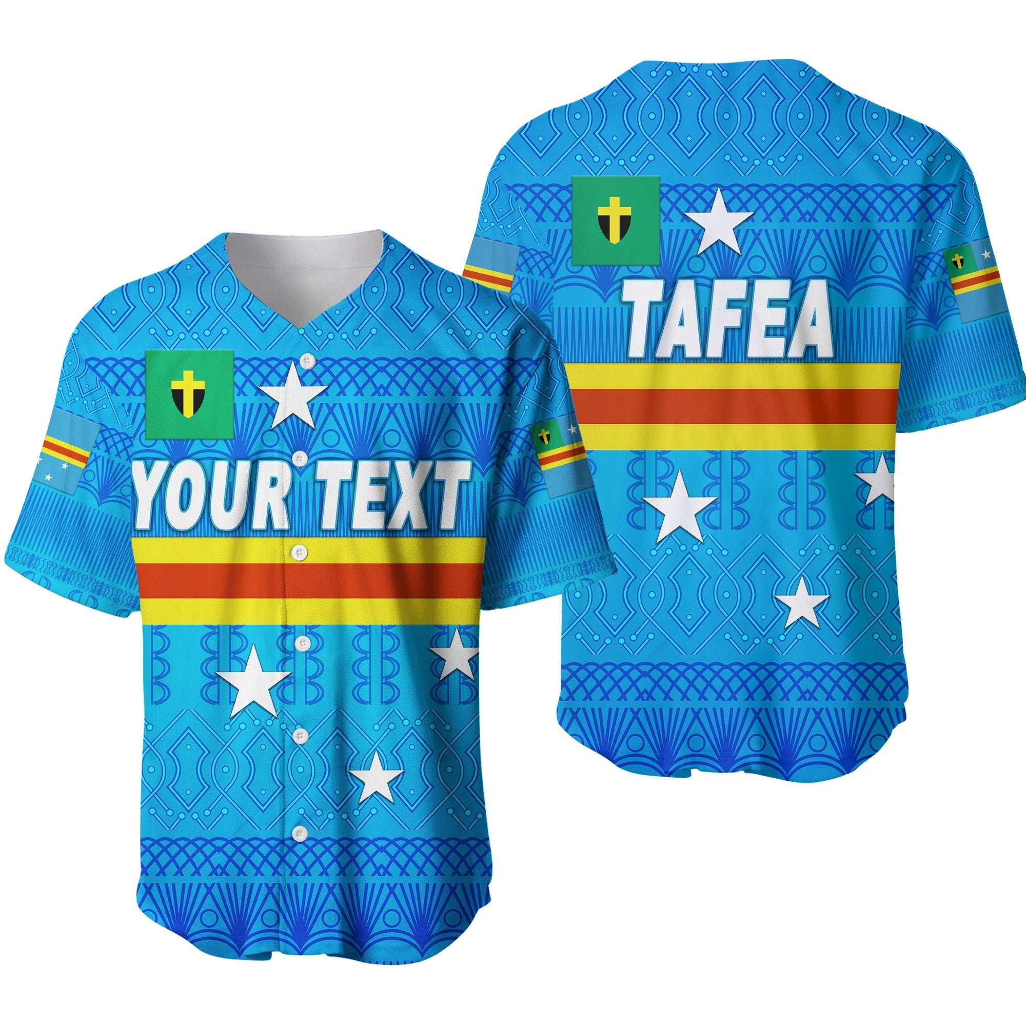 (Custom Personalised) Tafea Province Baseball Jersey Vanuatu Pattern Traditional Style LT8 - Wonder Print Shop