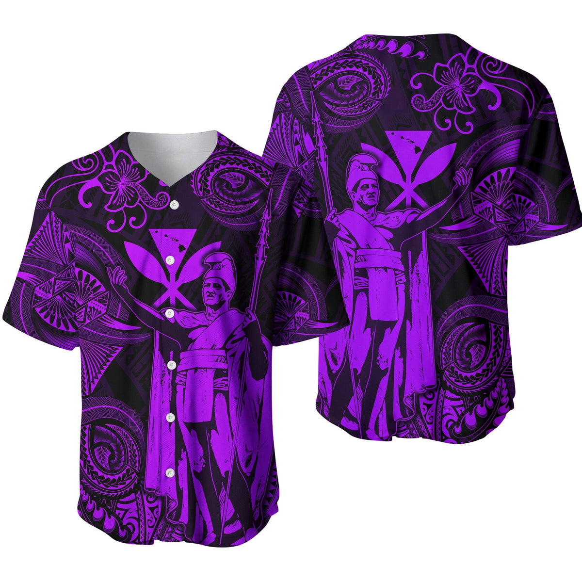 Hawaii King Kamehameha Map Polynesian Baseball Jersey Kanaka Maoli Unique Style - Purple LT8 - Wonder Print Shop