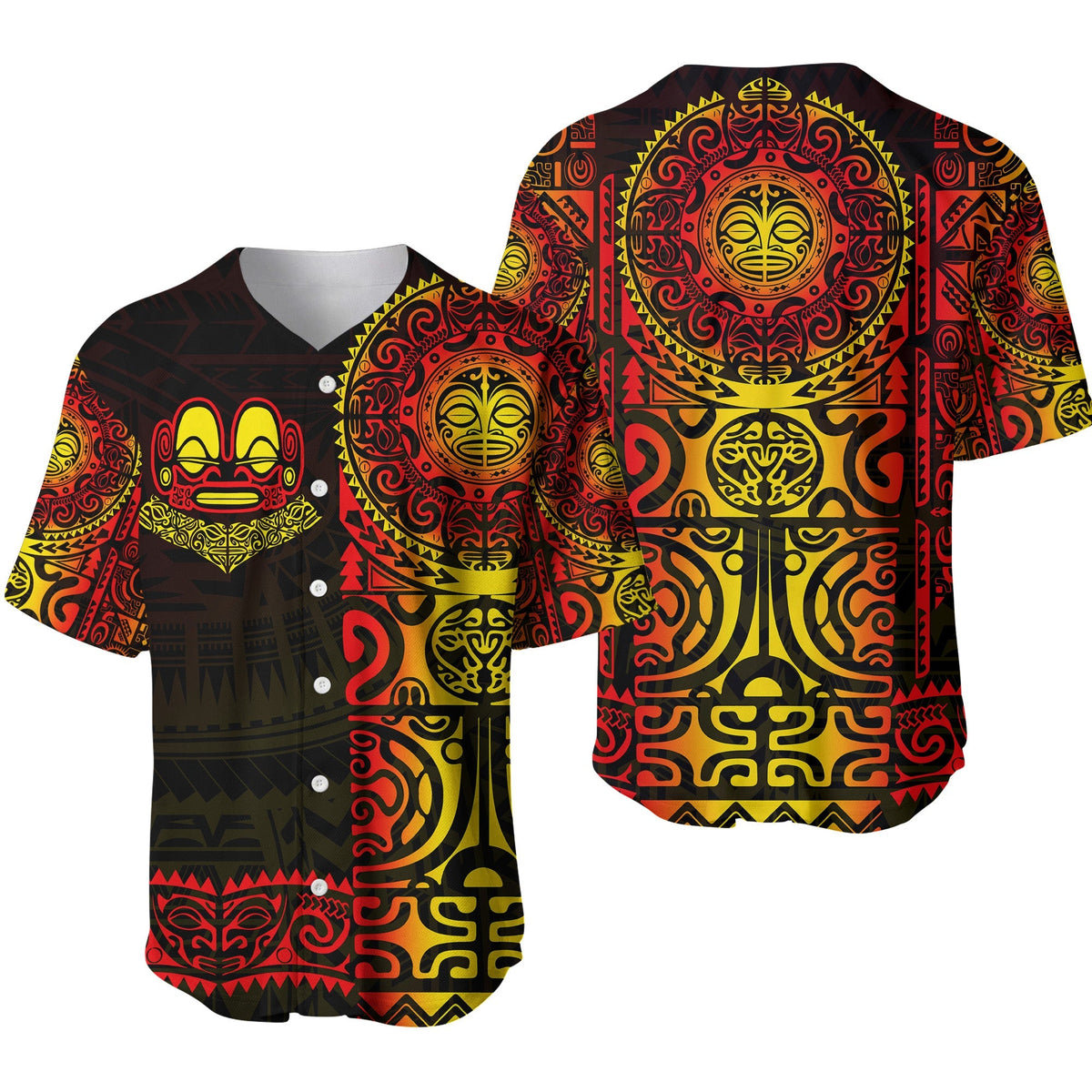 Marquesas Islands Baseball Jersey Marquesan Tattoo Unique Style - Gradient Red LT8 - Wonder Print Shop