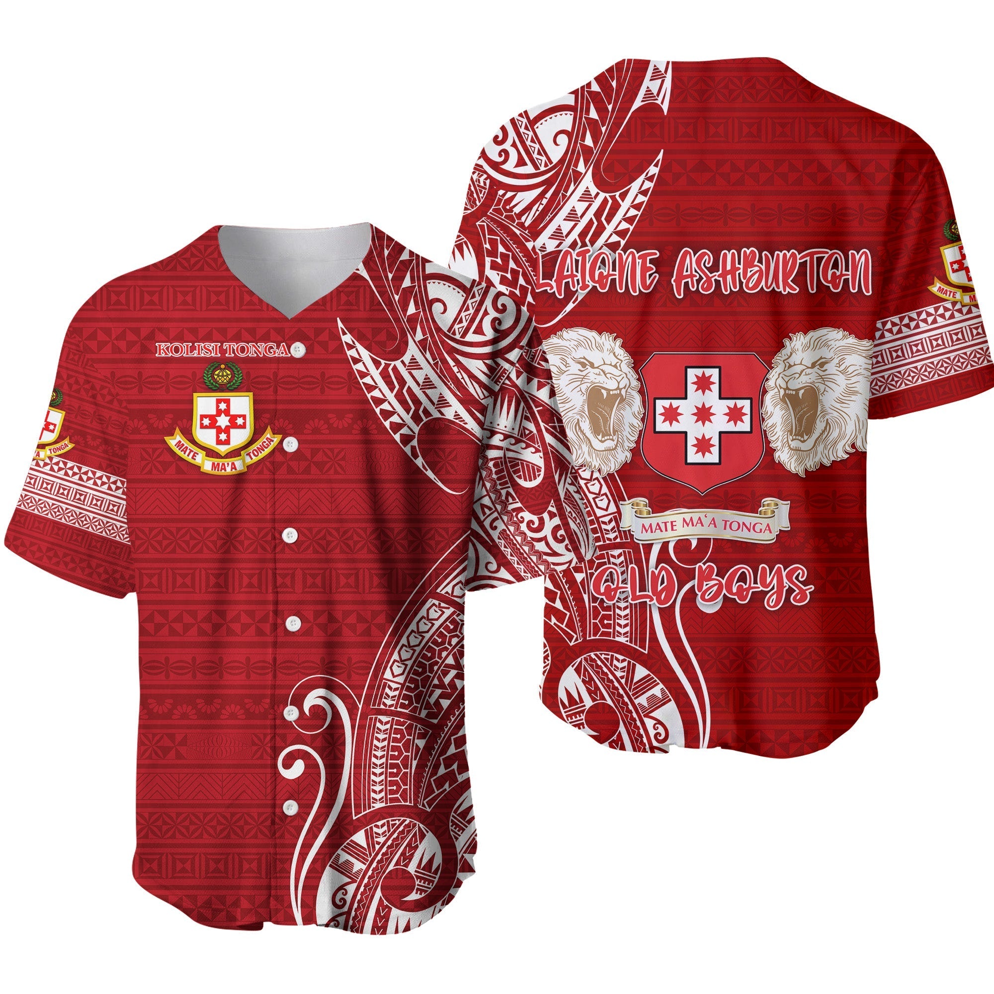 Kolisi Tonga Mate Ma'a Tonga Baseball Jersey Laione Ashburton Old Boys LT8 - Wonder Print Shop