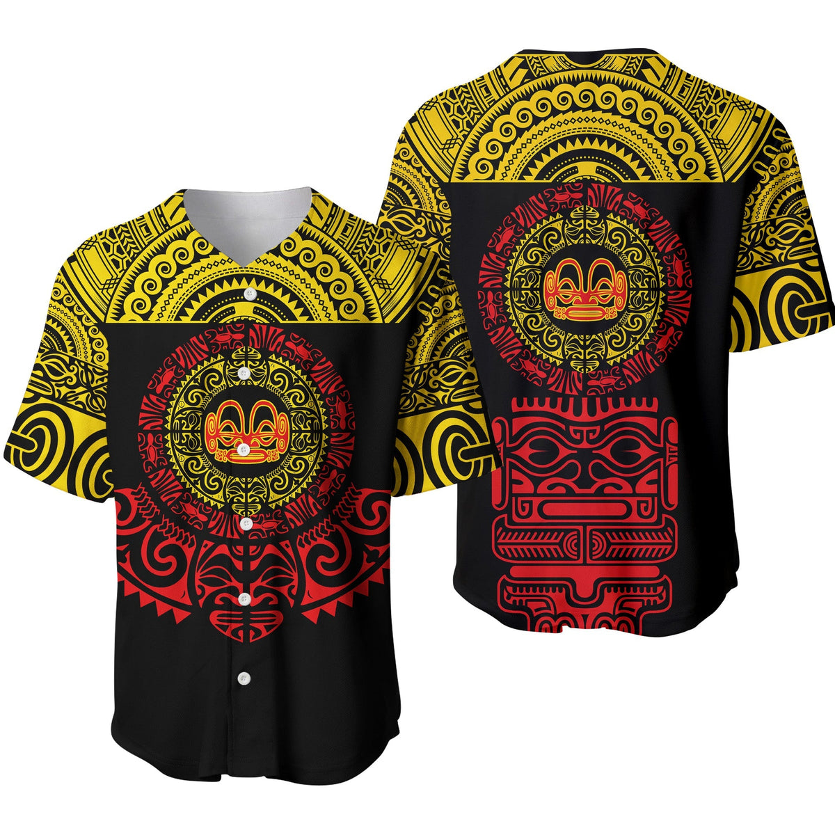 Marquesas Islands Baseball Jersey Marquesan Tattoo Simplified Version - Yellow LT8 - Wonder Print Shop