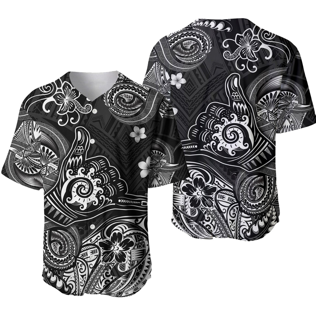 Hawaii Shaka Polynesian Baseball Jersey Unique Style - Black LT8 - Wonder Print Shop