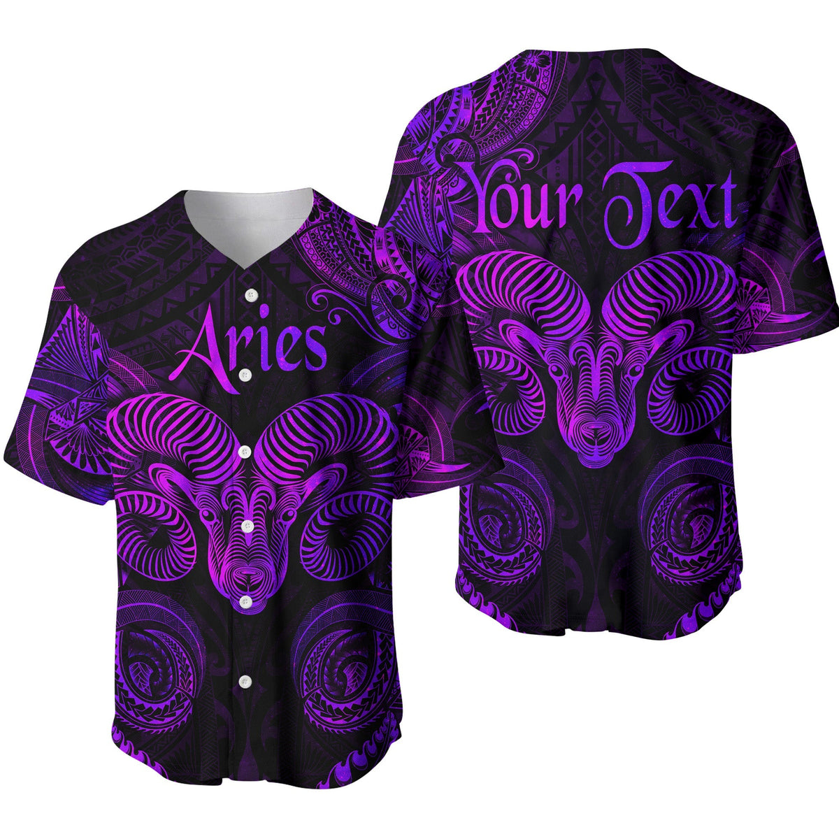 (Custom Personalised) Aries Zodiac Polynesian Baseball Jersey Unique Style - Purple LT8 - Wonder Print Shop
