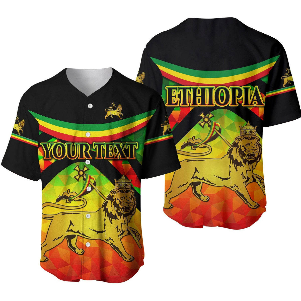 (Custom Personalised) Ethiopia Lion Of Judah Baseball Jersey Vibes Version LT8 - Wonder Print Shop
