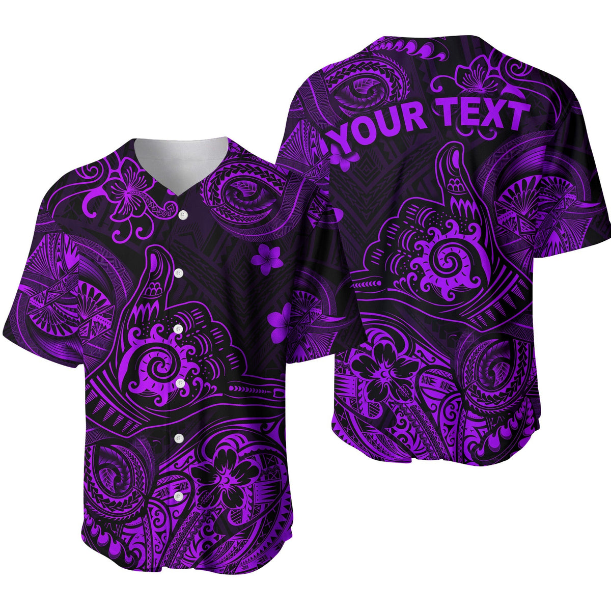 (Custom Personalised) Hawaii Shaka Polynesian Baseball Jersey Unique Style - Purple LT8 - Wonder Print Shop