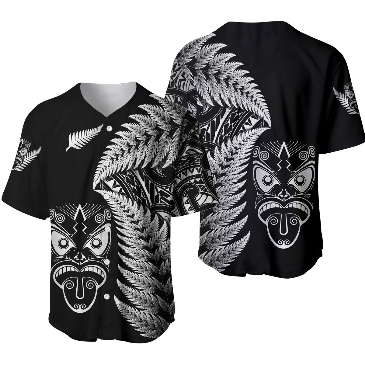 New Zealand Haka Rugby Maori Baseball Jersey Silver Fern Vibes Black LT8 - Wonder Print Shop