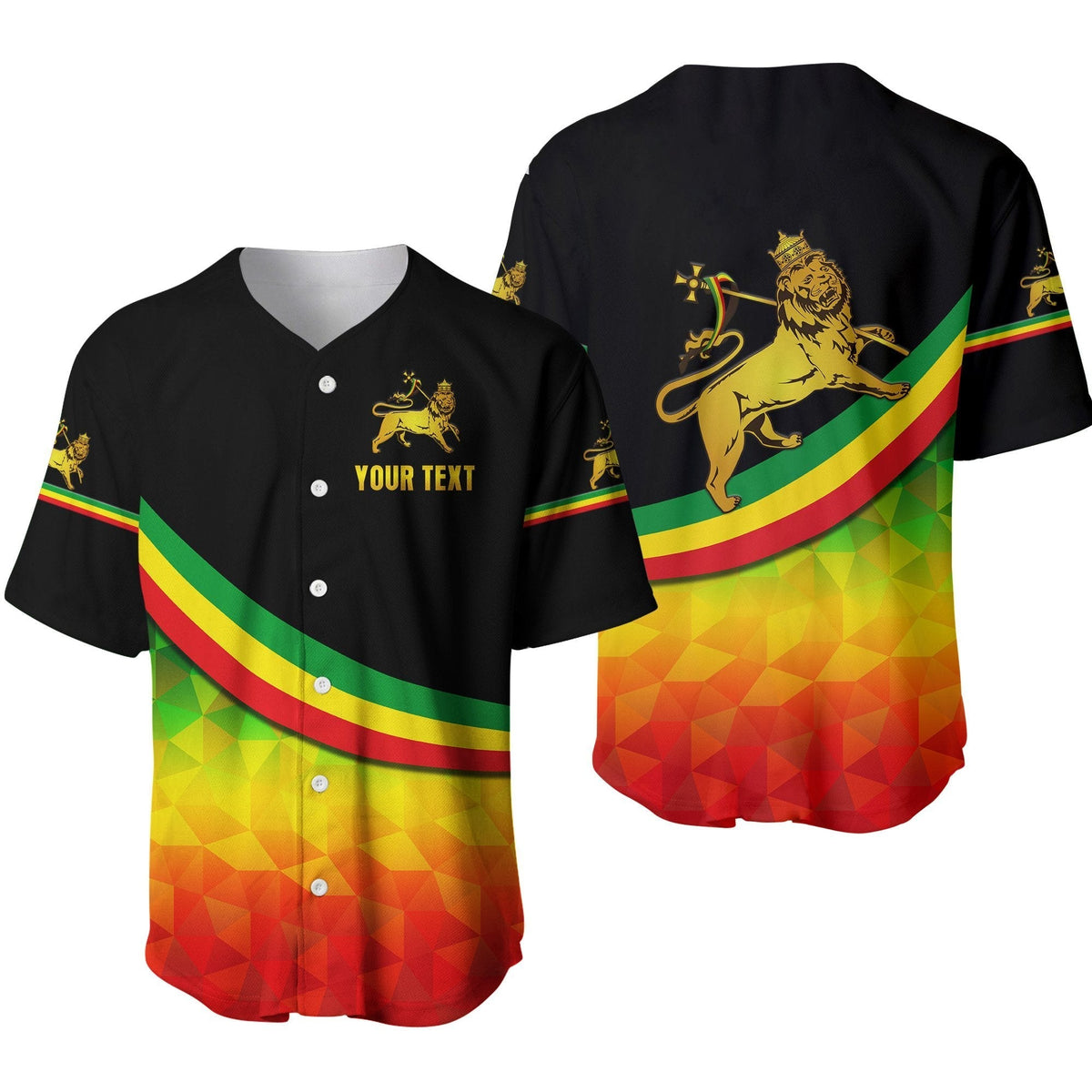 (Custom Personalised) Ethiopia Lion Of Judah Baseball Jersey Simple Vibes LT8 - Wonder Print Shop