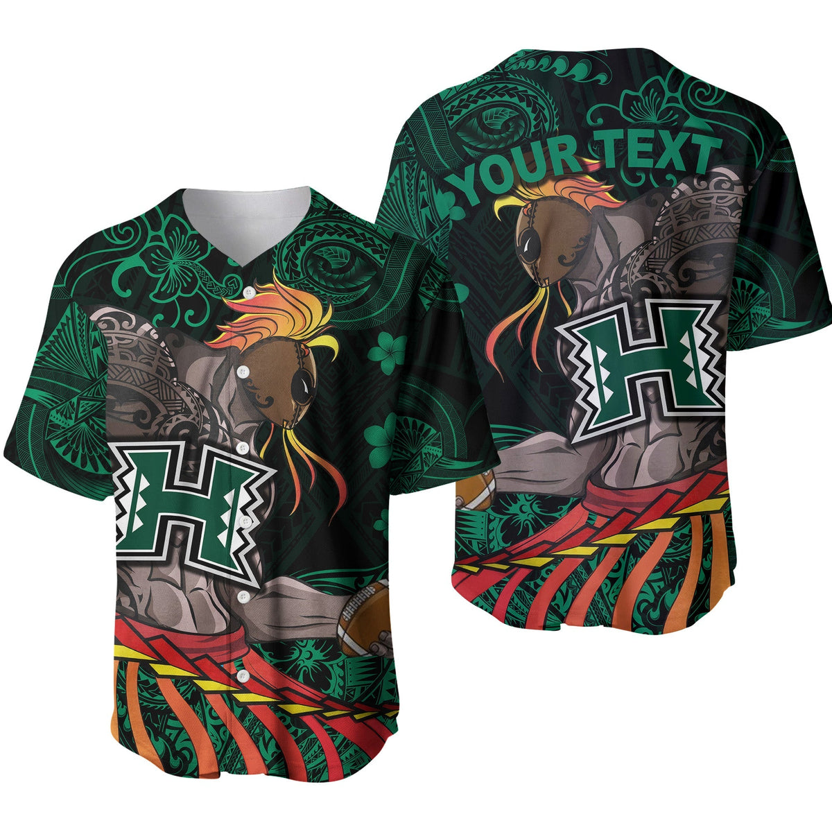 (Custom Personalised) Hawaii Warriors Polynesian Baseball Jersey Unique Style - Green LT8 - Wonder Print Shop