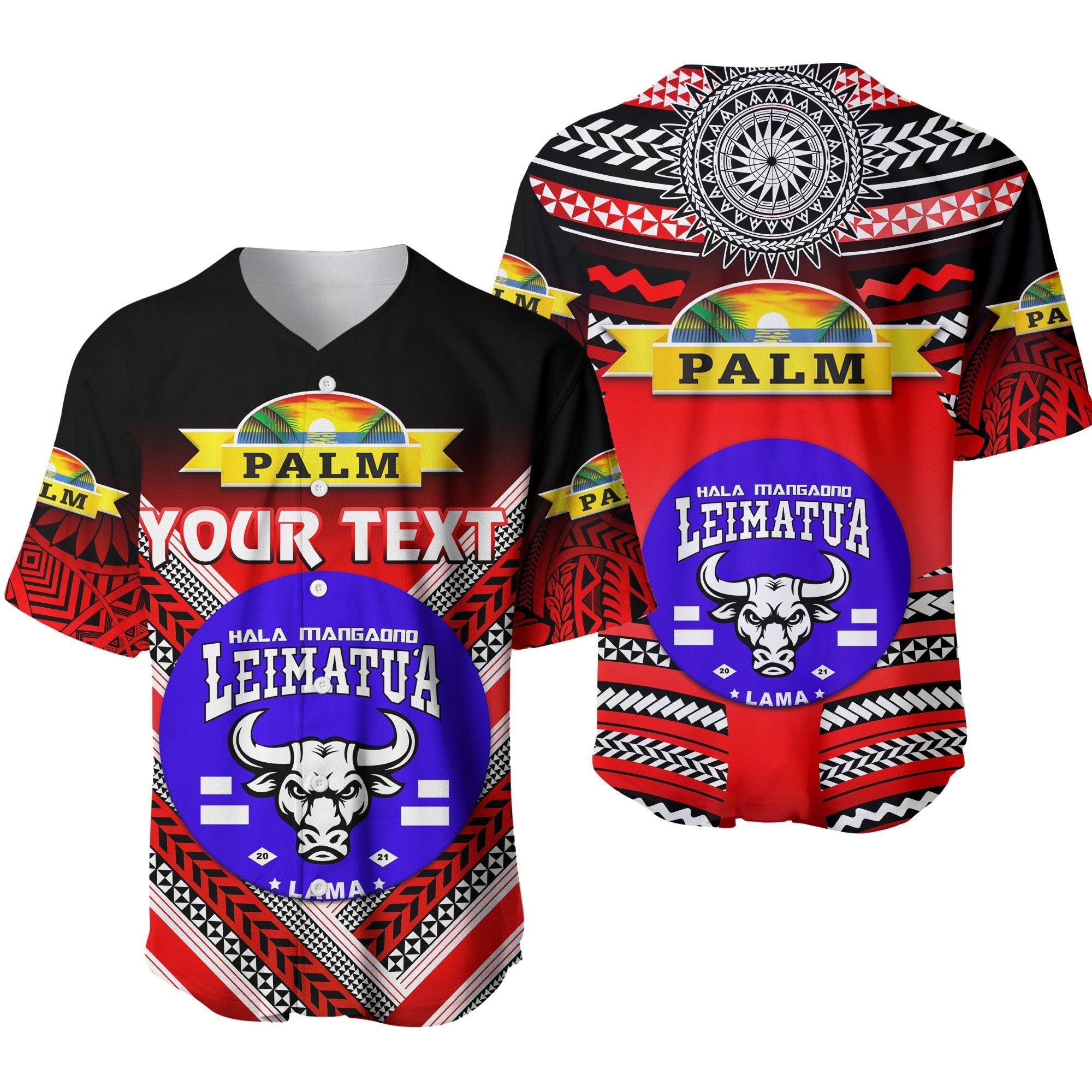(Custom Personalised) Mate Ma'a Tonga Baseball Jersey Leimatu'a Bulls Creative Style - Red NO.1 LT8 - Wonder Print Shop