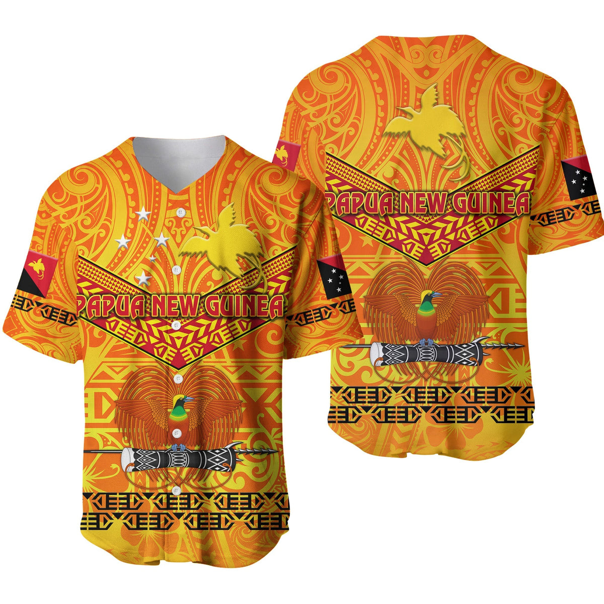 Papua New Guinea Kumuls Baseball Jersey Simple Style Yellow Vibes LT8 - Wonder Print Shop