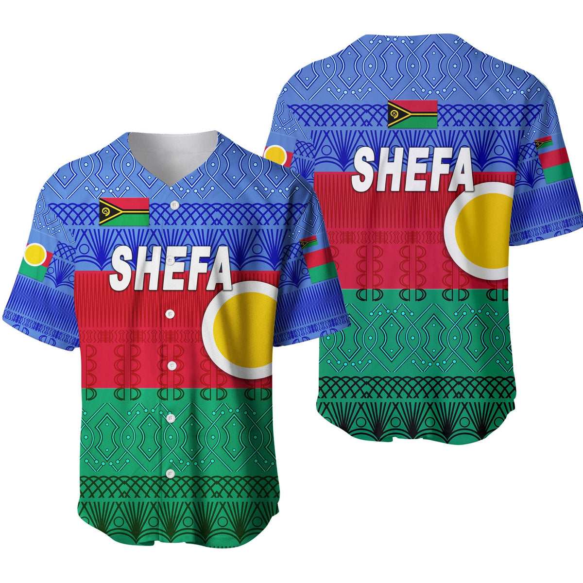 Shefa Province Baseball Jersey Vanuatu Pattern Traditional Style LT8 - Wonder Print Shop