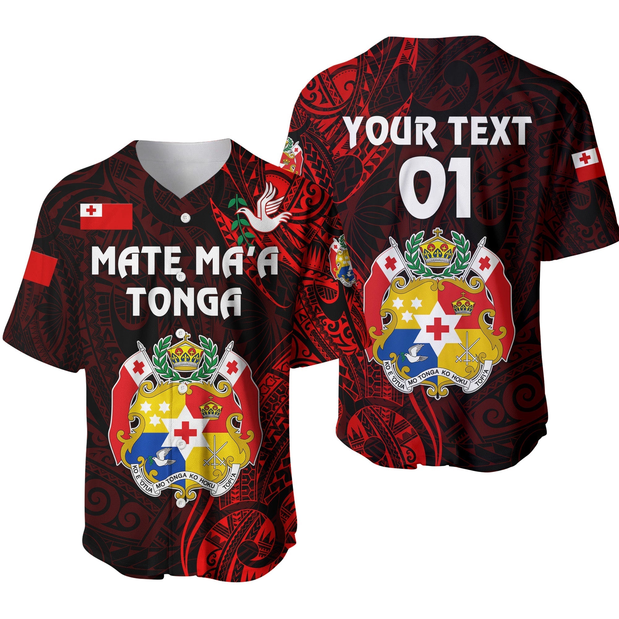 custom-personalised-tonga-coat-of-arms-baseball-jersey-simple-vibes-red-custom-text-and-number