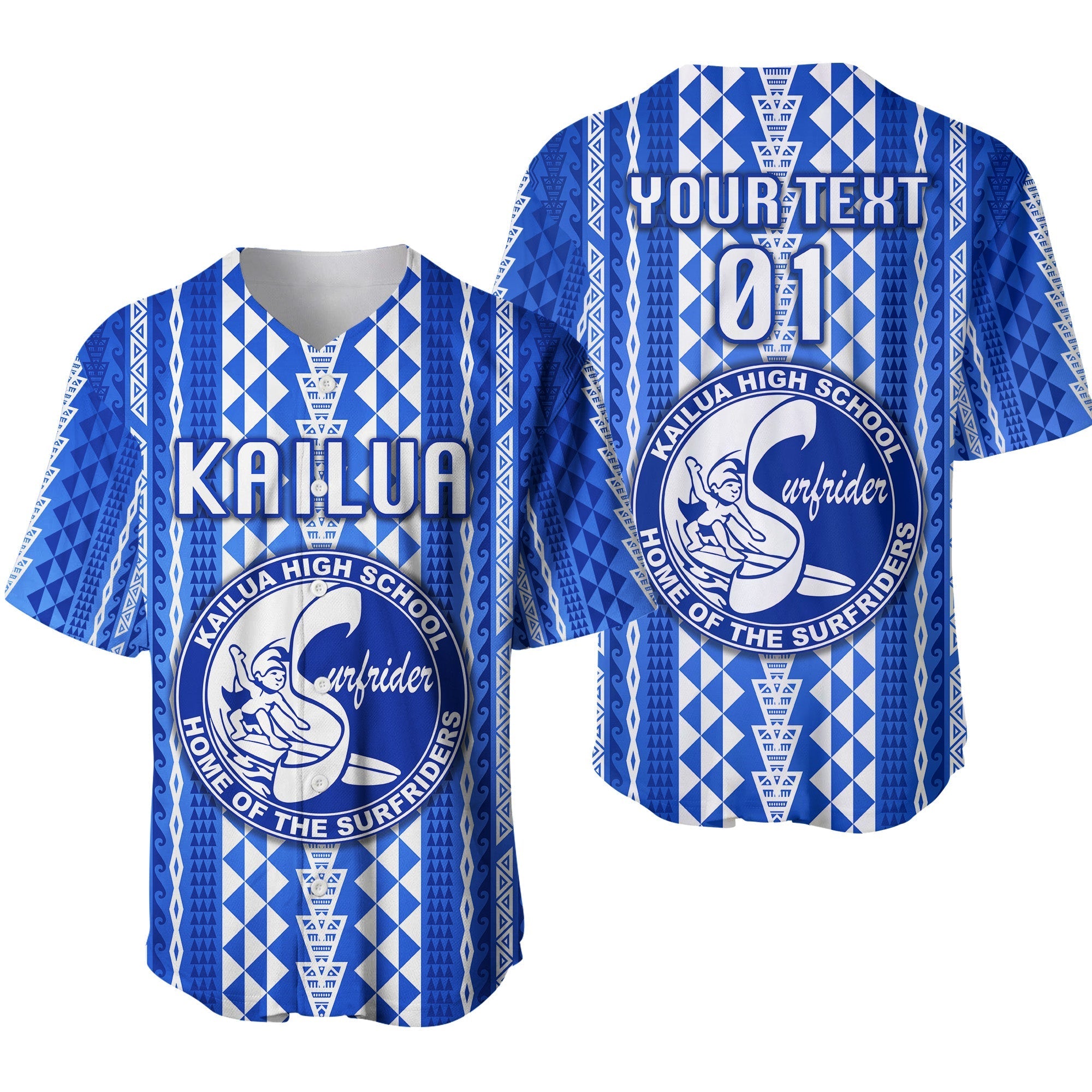 (Custom Personalised) Hawaii Kailua High Baseball Jersey Hoodie Surfriders Simple Style LT8 - Wonder Print Shop