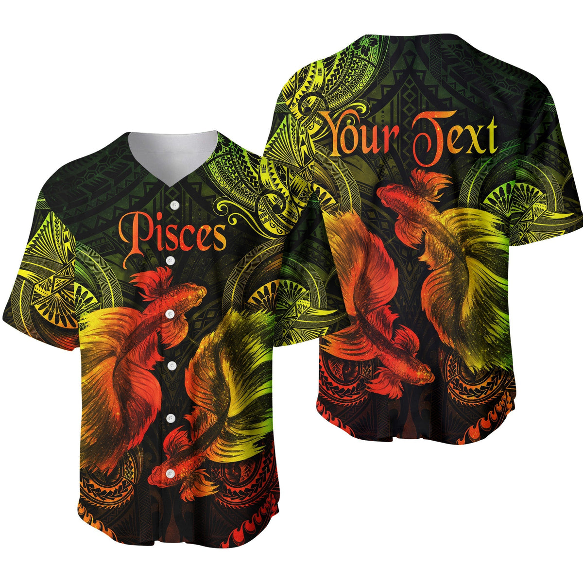 (Custom Personalised) Pisces Zodiac Polynesian Baseball Jersey Unique Style - Reggae LT8 - Wonder Print Shop